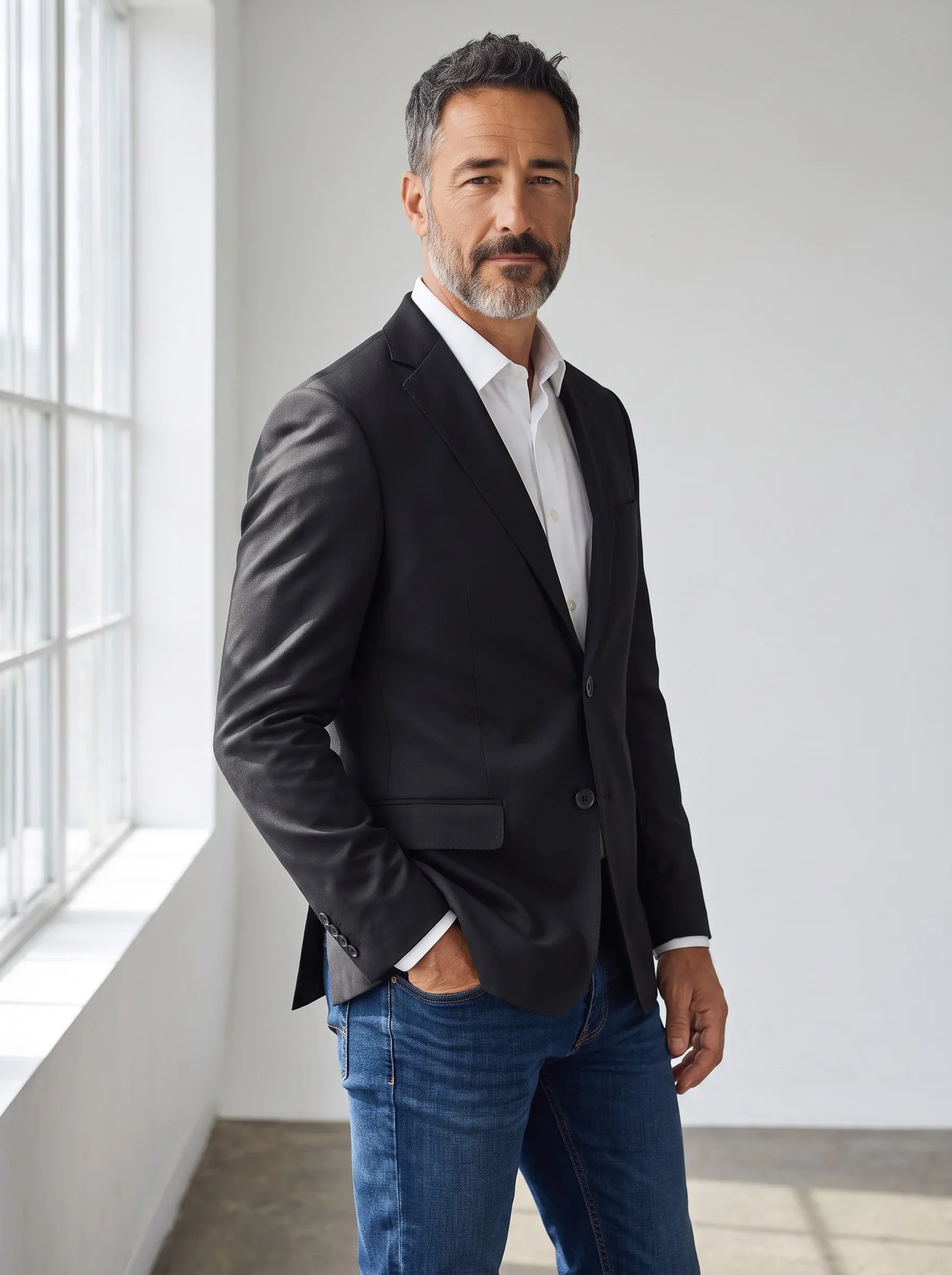 Alden Black Jersey Knit Sport Coat - Model.webp