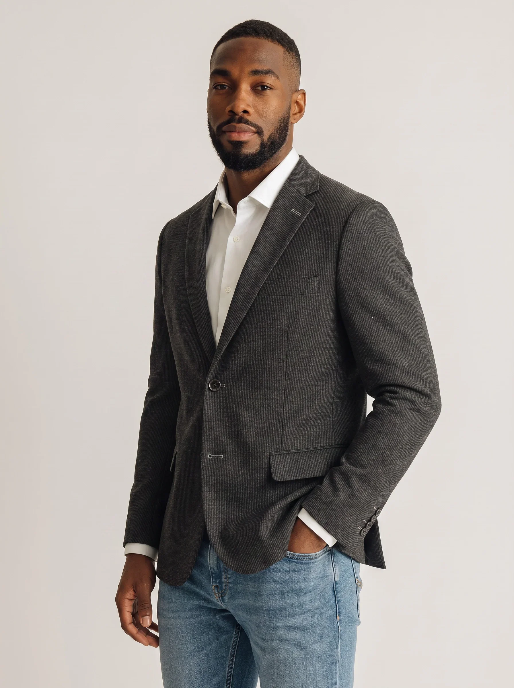 Benson Black Chenille Knit Sport Coat - Model.webp