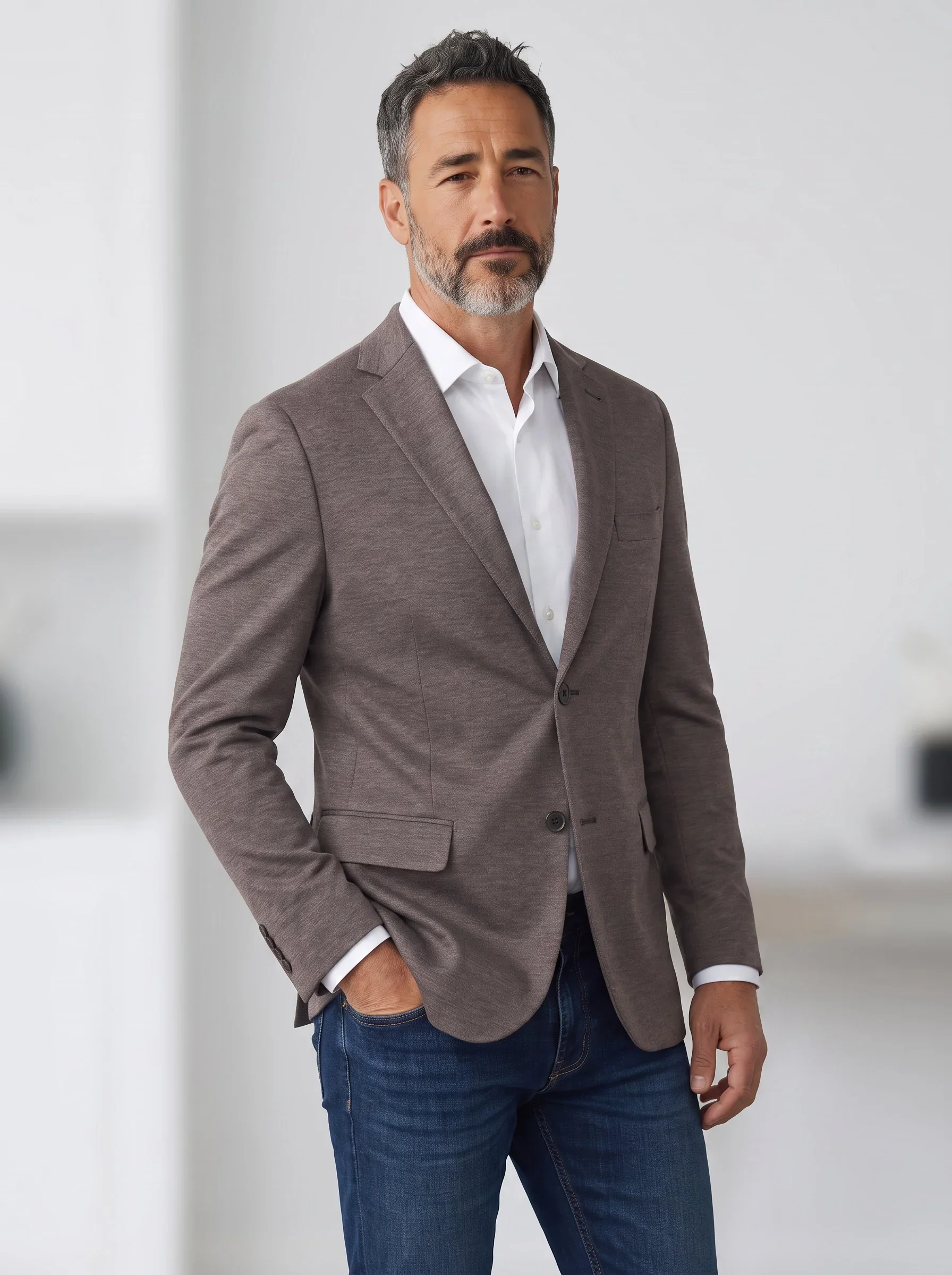 Alden Brown Jersey Knit Sport Coat - Model.webp