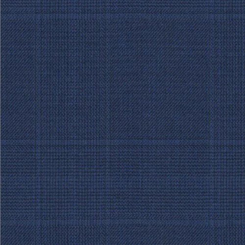 Jim Adams Fashion Drago Wallace Super 180's Blue Plaid luxury wool fabric swatch SKU V12-50160236 for high-end custom suits