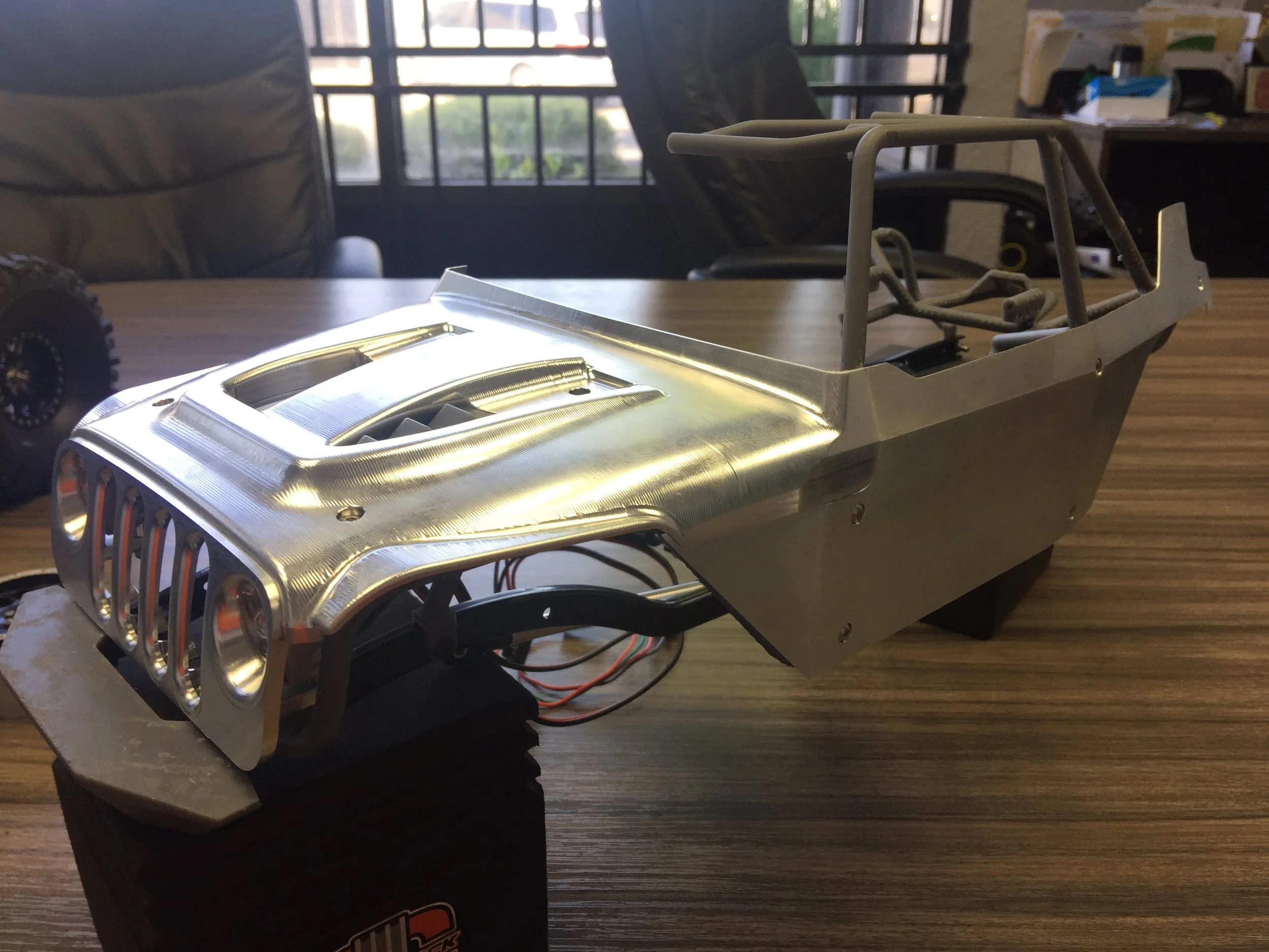Driver side panel sitting in place on the 3D printed chassis