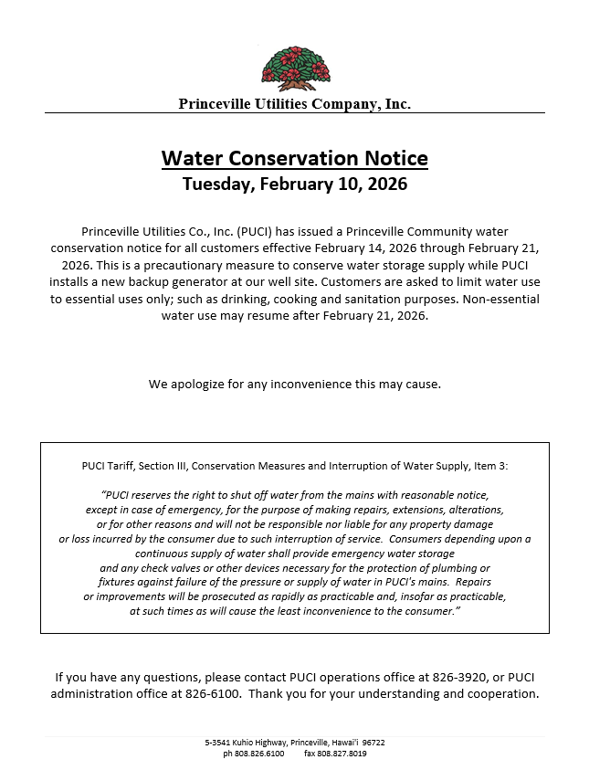 Water Conservation Notice 02/10/26