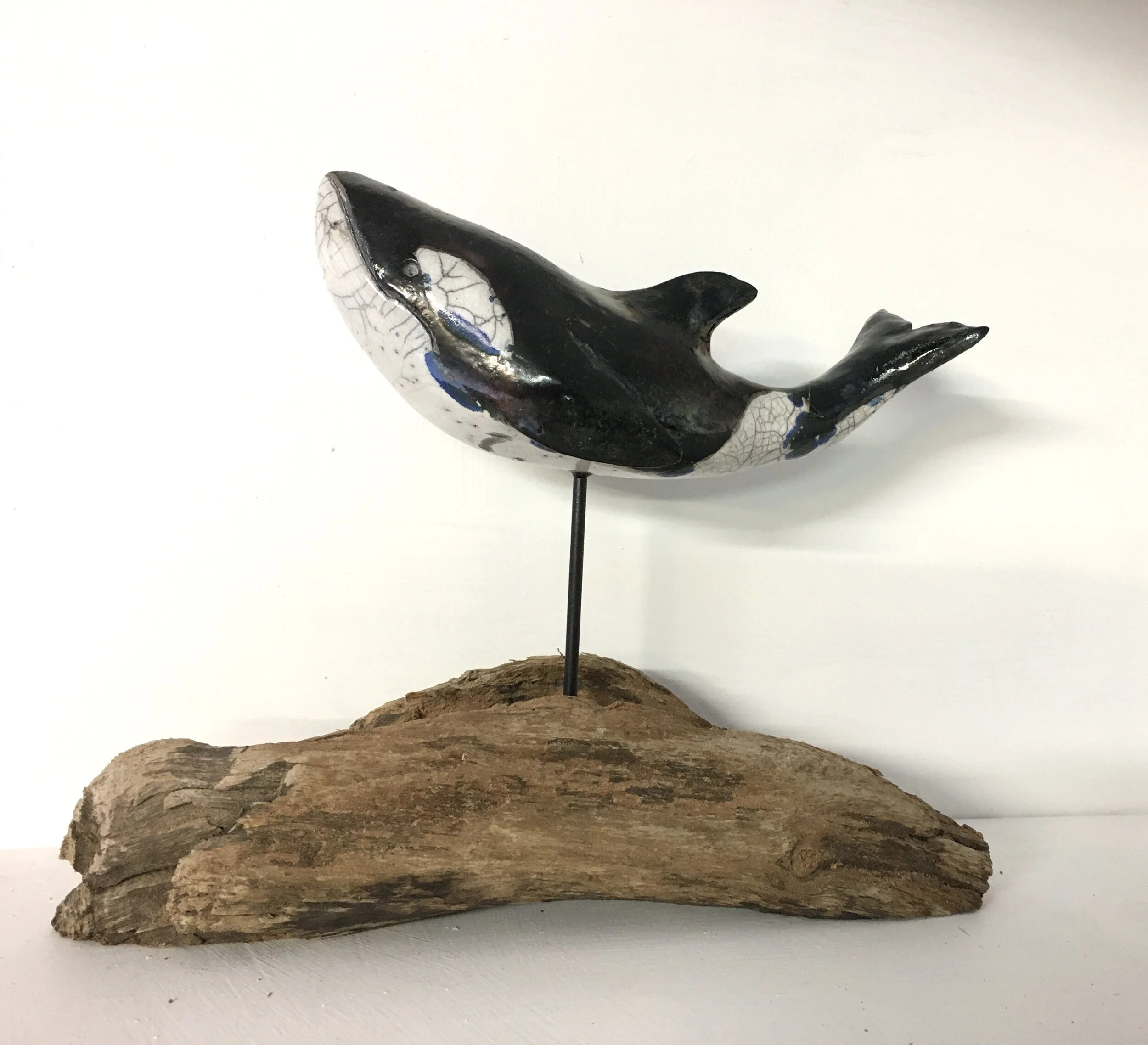 ORCA sculpture - raku fired ceramic