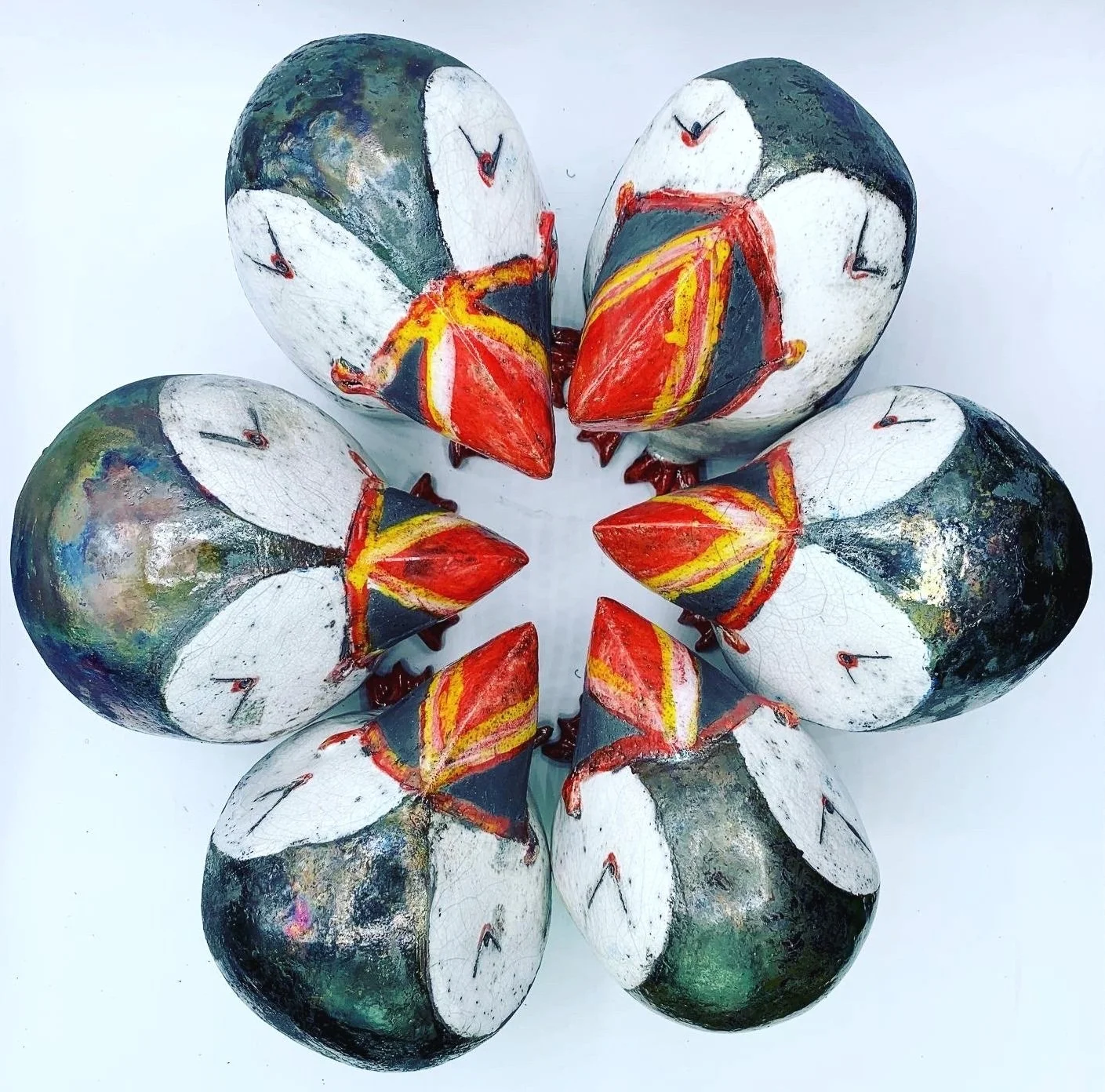 Turnstone Ceramics Raku fired puffins