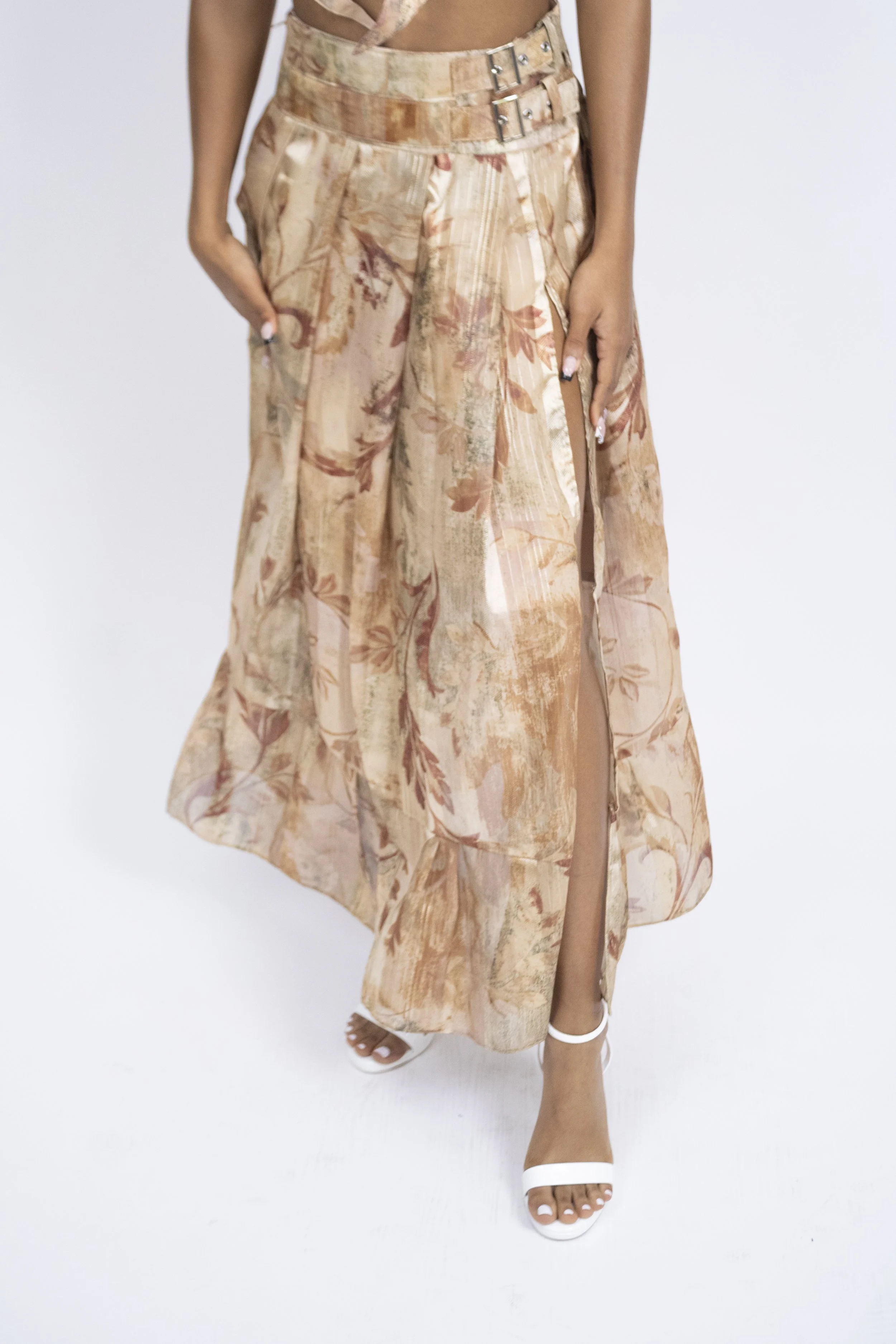 DS-023 Maxi Skirt With Slit - Desert Bloom - S