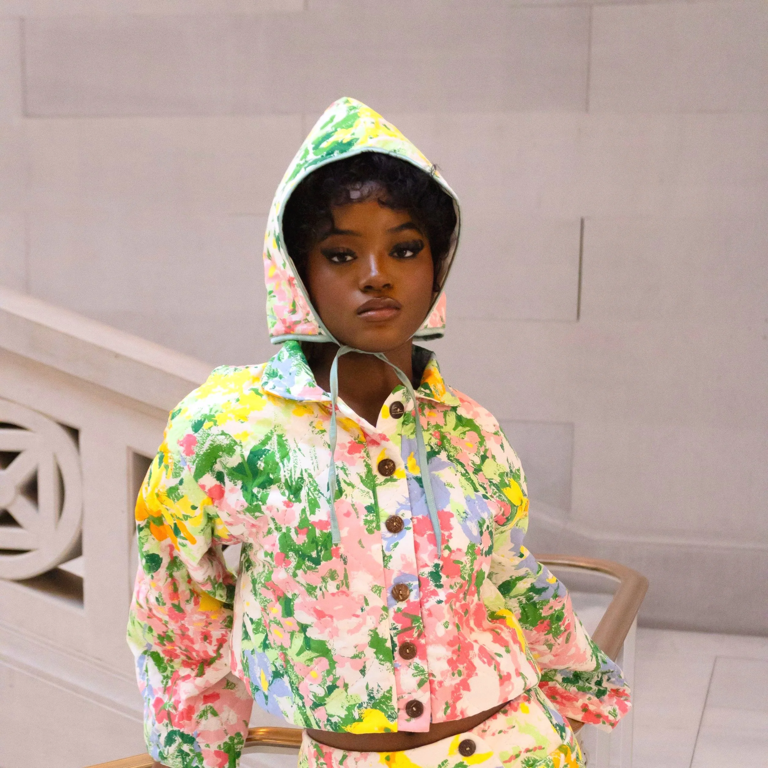 1:1 Upcycled Spring Multicolored Cozy Quilted Bonnet