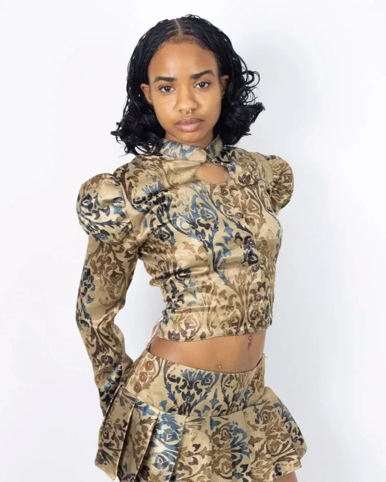 1:1 Upcycled Antique Gold Princess Keyhole Top – S/M