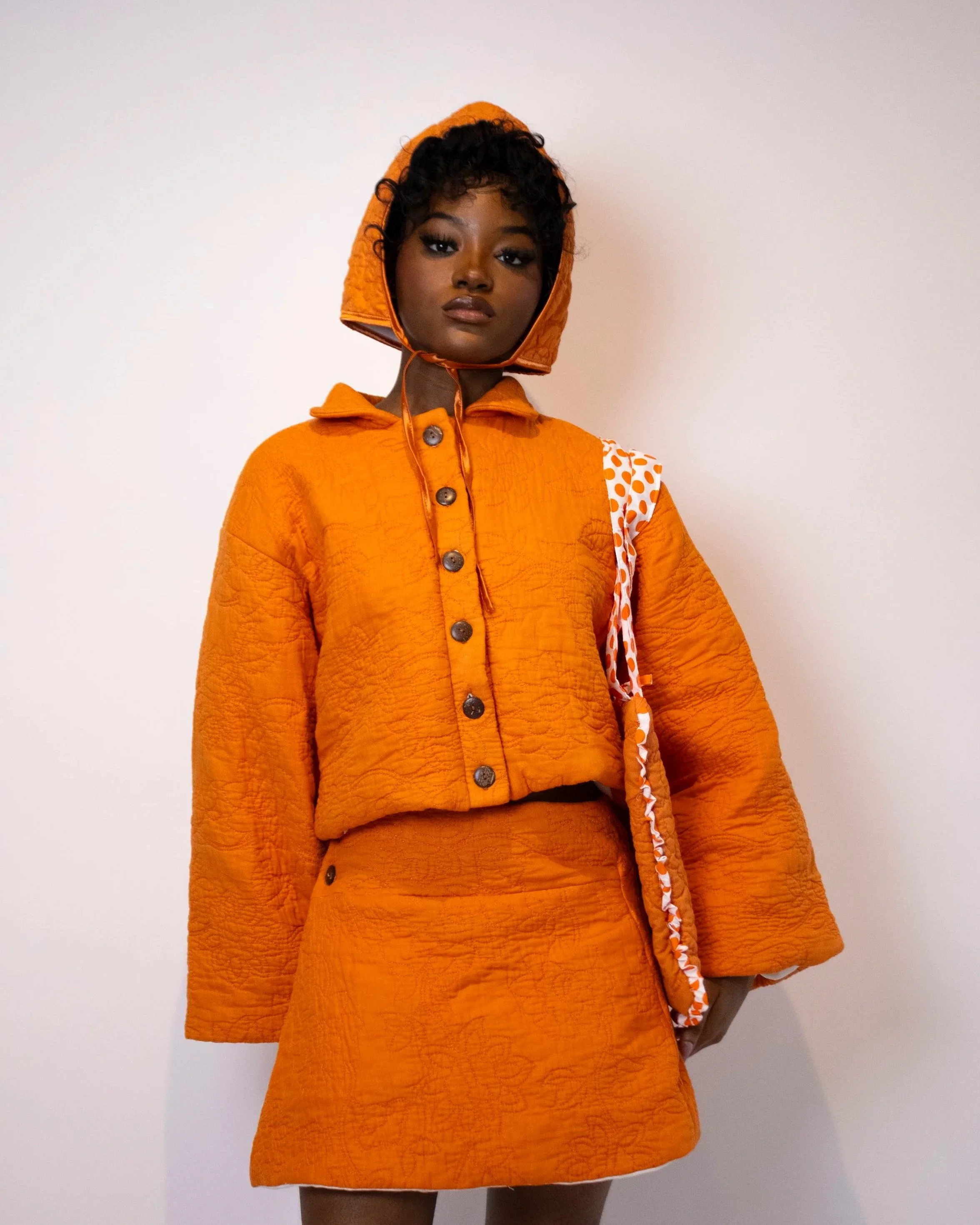 1:1 Upcycled Tangerine Cozy Quilted Jacket