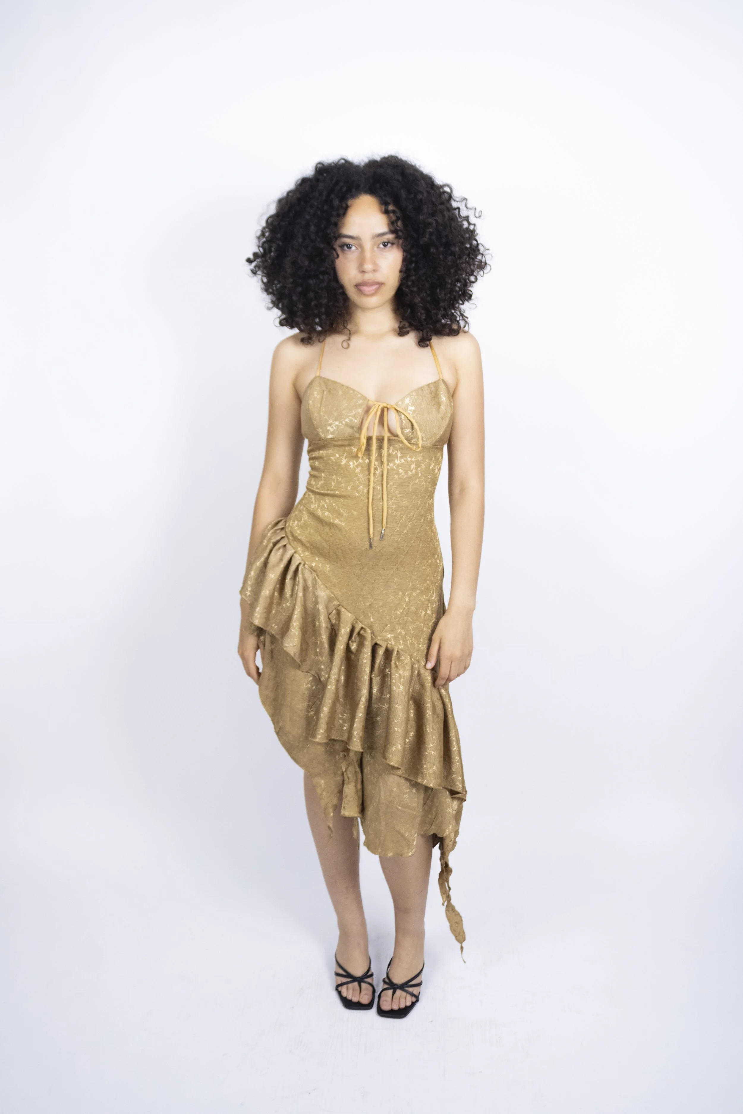 DS-027 Asymmetrical Midi Dress - Golden Willow -  S/L