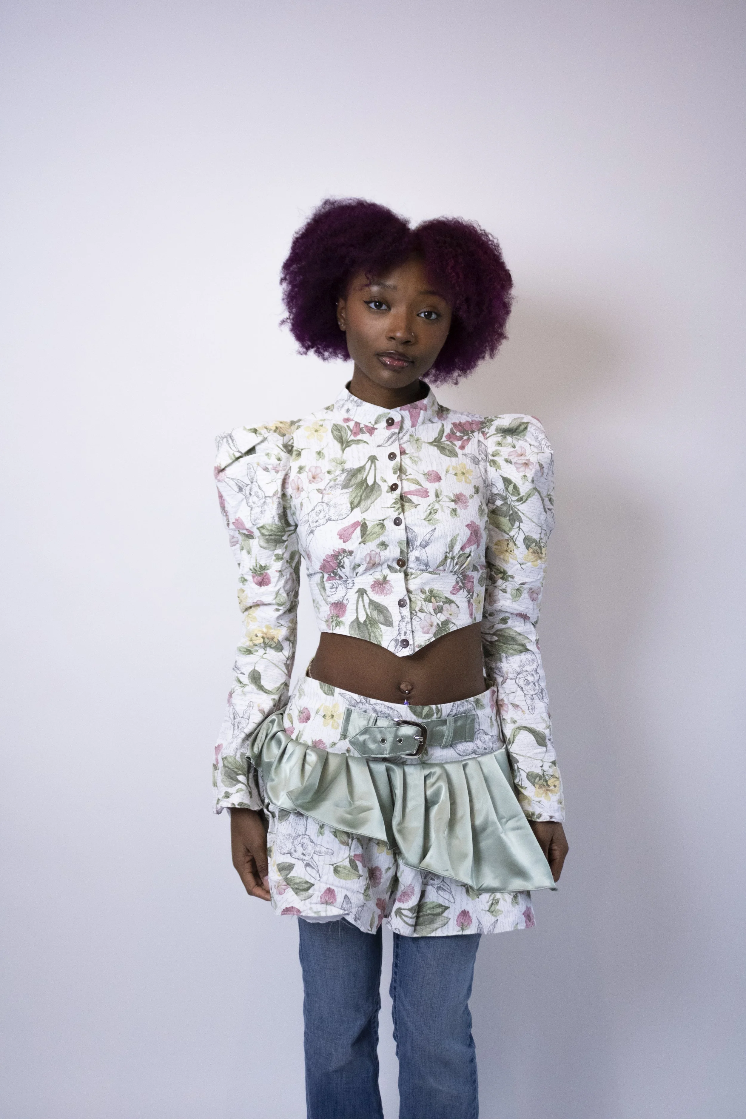 1:1 Upcycled Spring Meadow Puff Sleeve Top – S