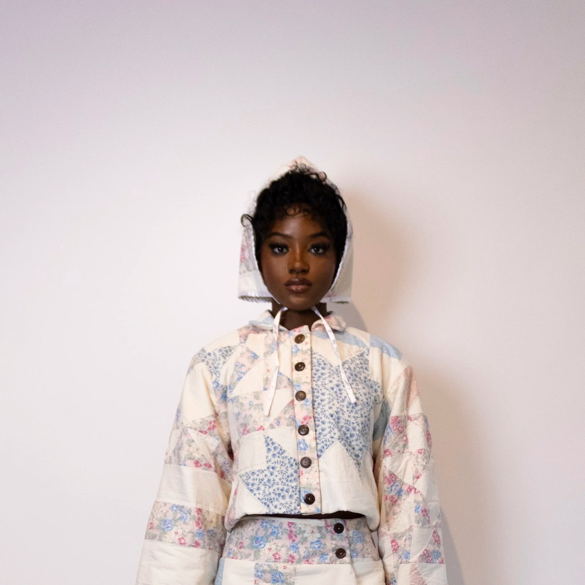 Upcycled Pastel Patchwork Cozy Quilted Bonnet