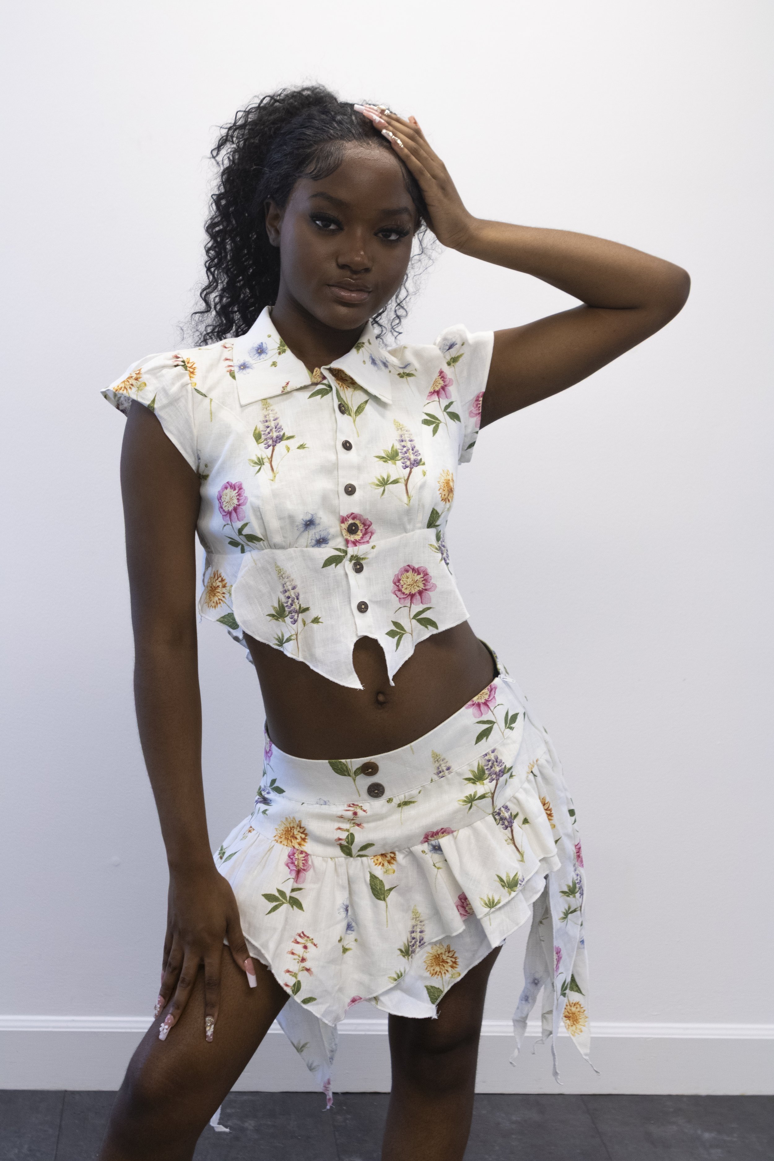 DS-031 Mini Skirt - Botanical Button