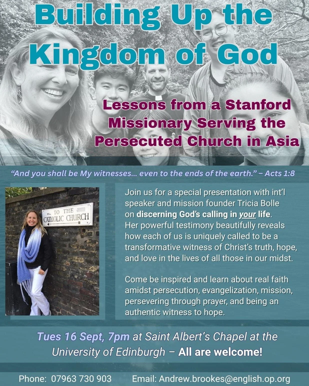 Building Up the Kingdom of God – Lessons from a Stanford Missionary Serving the Persecuted Church in Asia –
"And you shall be My witnesses… even to the ends of the earth.” – Acts 1:8
Join us for a special present