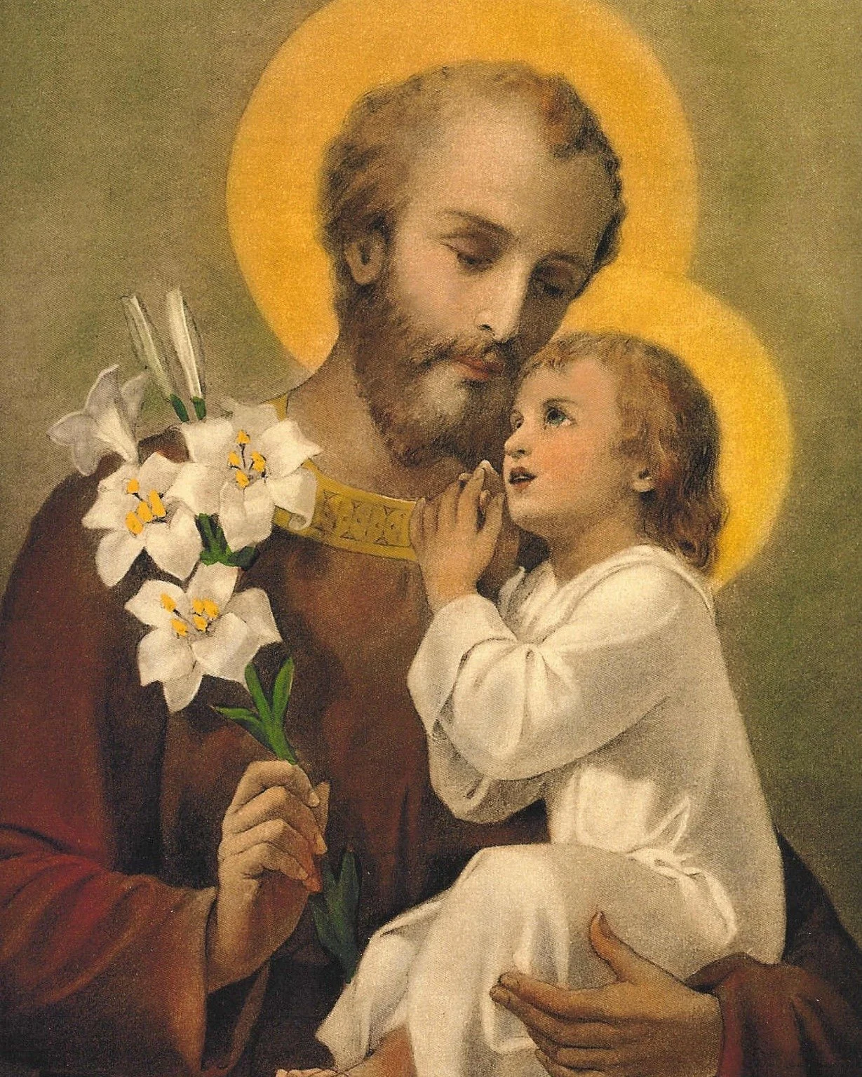 "Hail, Guardian of the Redeemer, Spouse of the Blessed Virgin Mary. To you God entrusted his only son; in you Mary placed her trust; with you Christ became man. Blessed Joseph, to us too, show yourself a father and guide us in the path of life. 