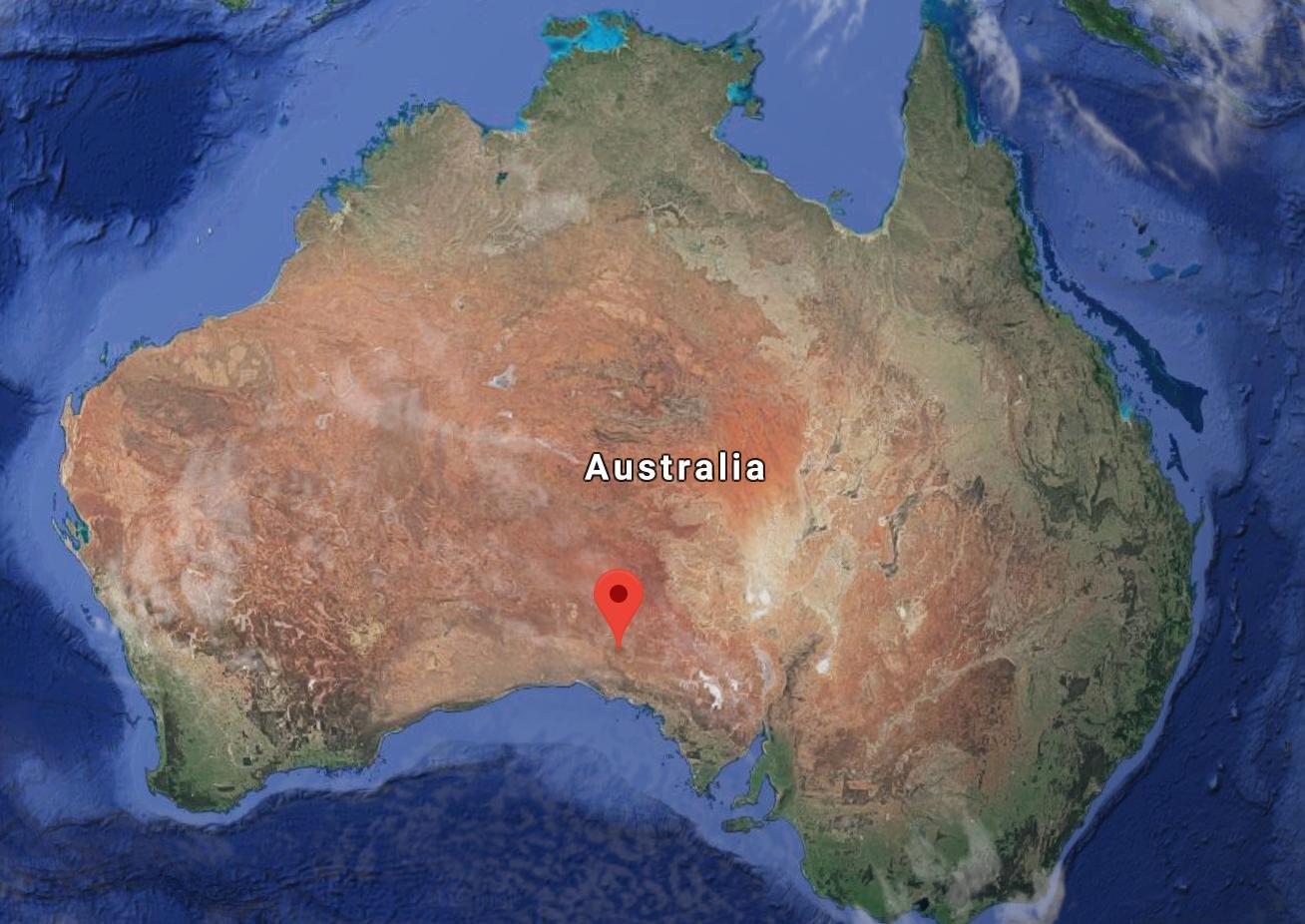 Location of Giles’ dam in Australia