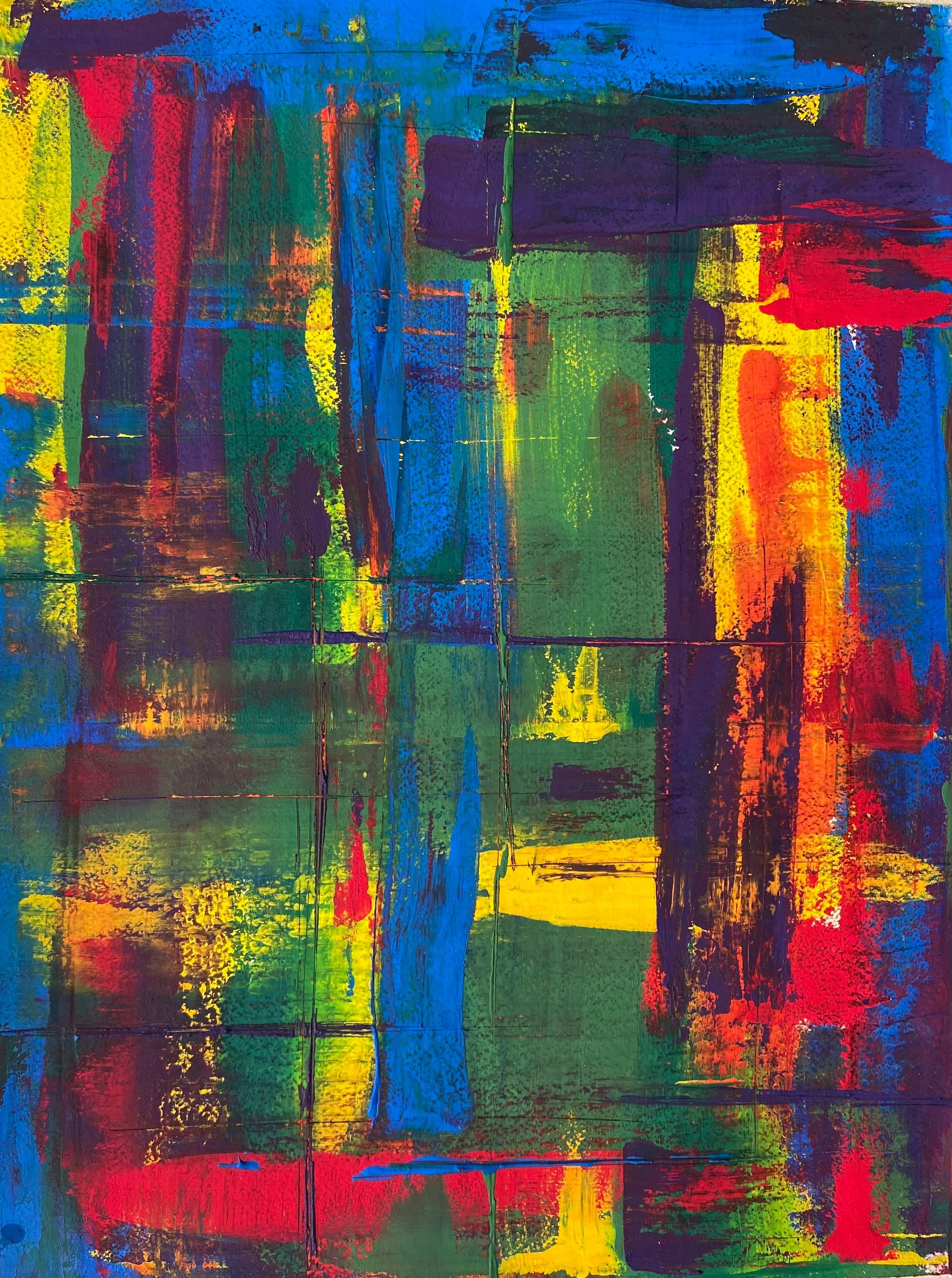   Stain Glass , 2022  Gouache on cold press paper  12’ W x 16’ H 