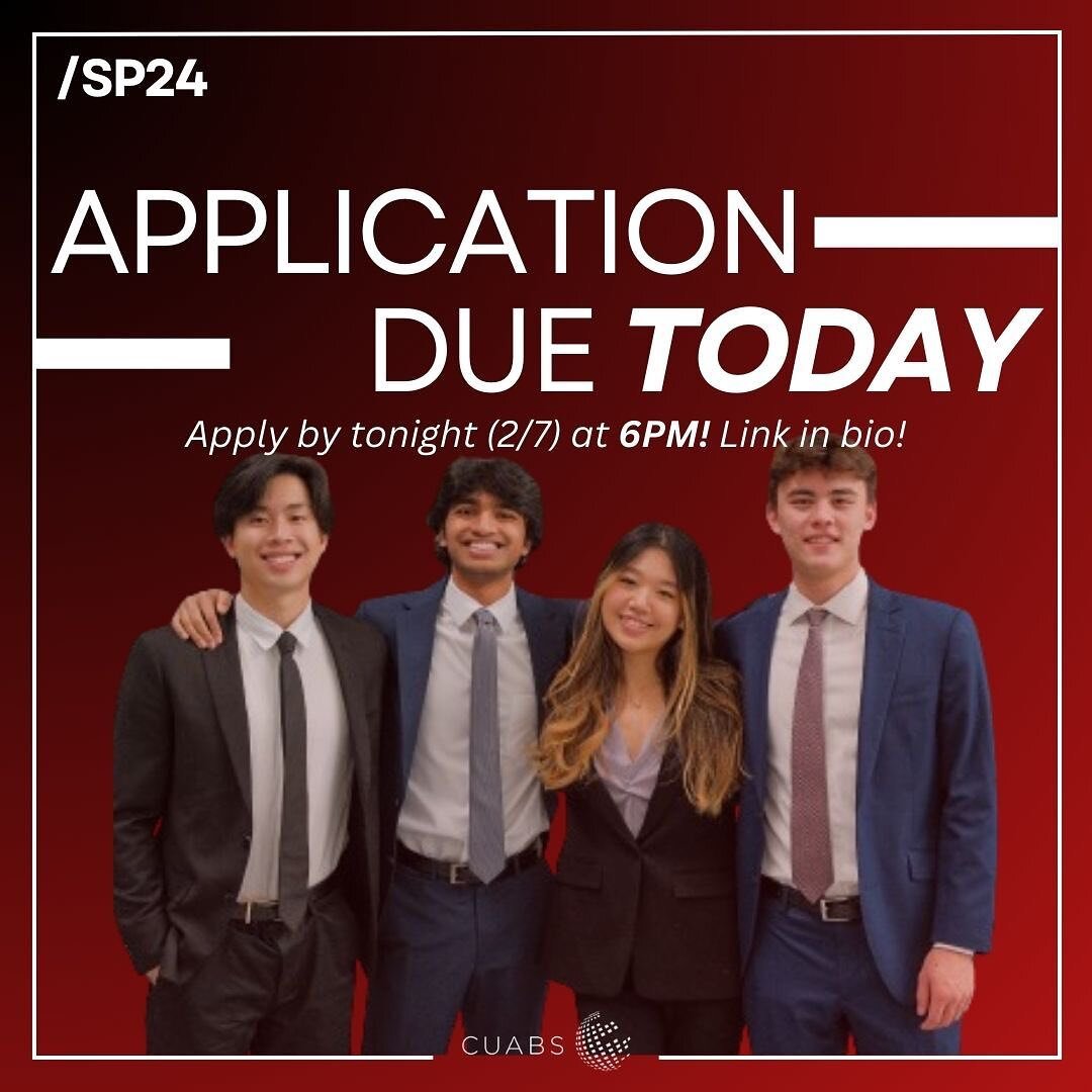 📣 Applications are due TONIGHT at 6PM! 

💌 Find the application link in the Linktree in our bio. Please reach out if you have any last minute questions!