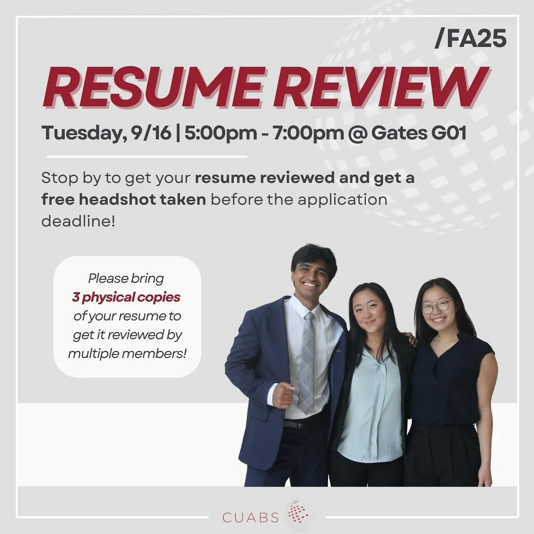 Our FINAL recruitment event is today at 5:00 PM in Gates G01! Join us for a resume review session and get free professional headshots taken. Please bring 3 physical copies of your resume, and come in professional attire if you&rsquo;d like headshots.