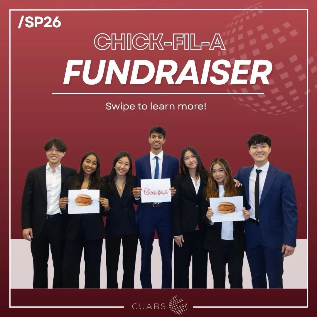 🔥 Pre-orders for the Spring &rsquo;26 CUABS x Chick-fil-A fundraiser are now open.

✅ Avoid the line by placing your pre-order by Sunday, April 12 at 11:59 PM.
📍 Orders can be picked up or purchased in person on Friday, April 17 at RPCC, Duffield, 