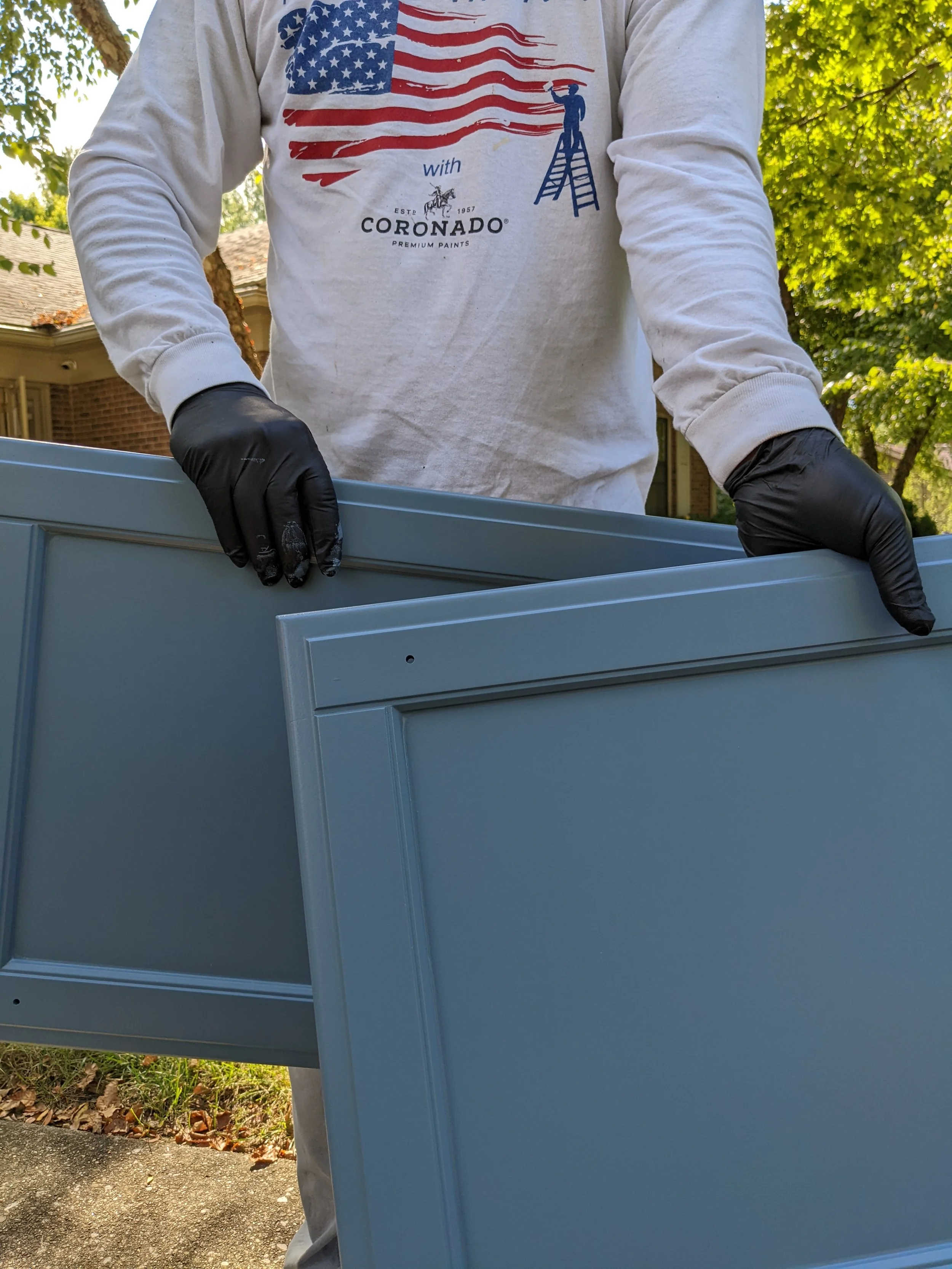 Cabinet refinishing during kitchen renovation