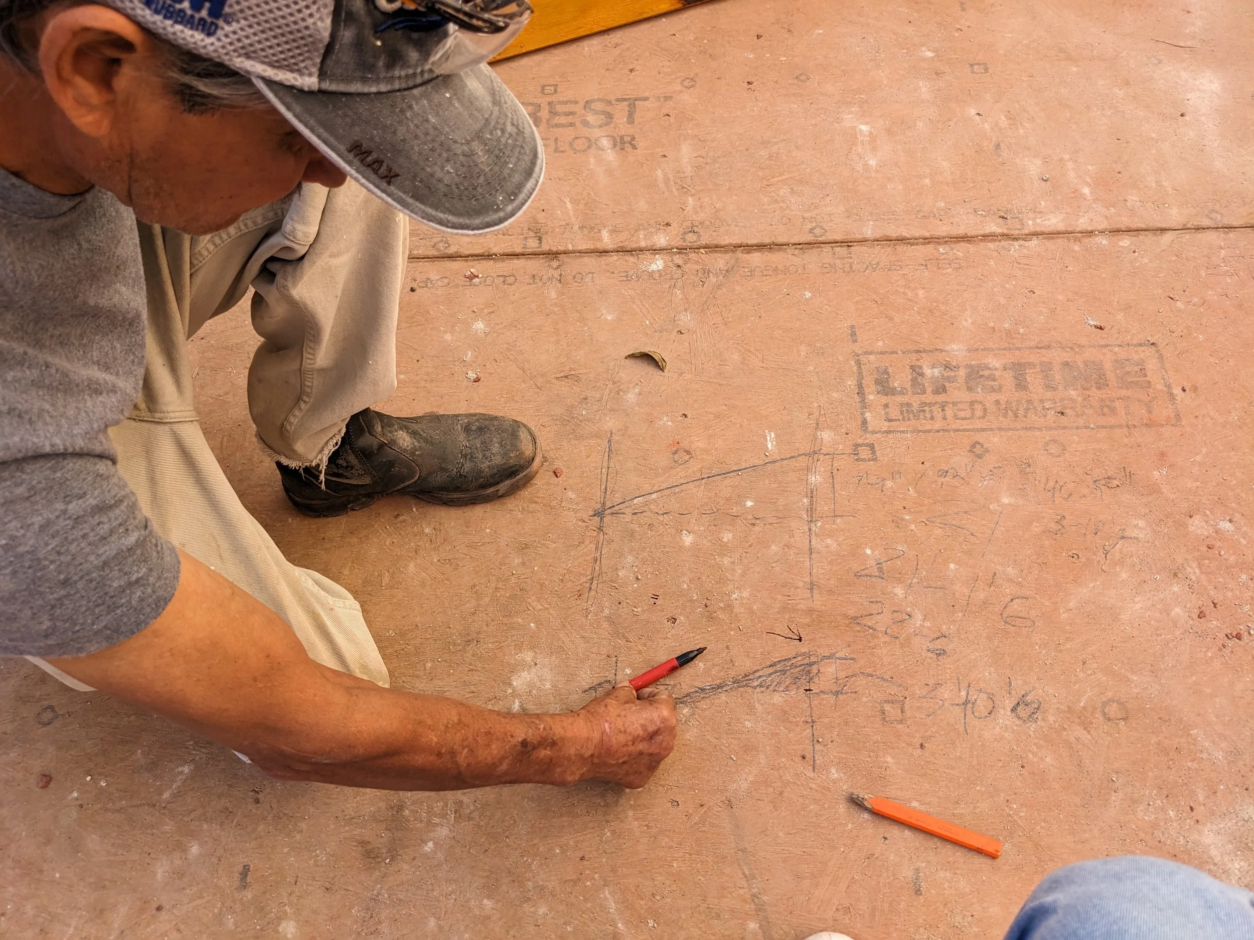 Hand sketching used to communicate spatial and construction ideas.