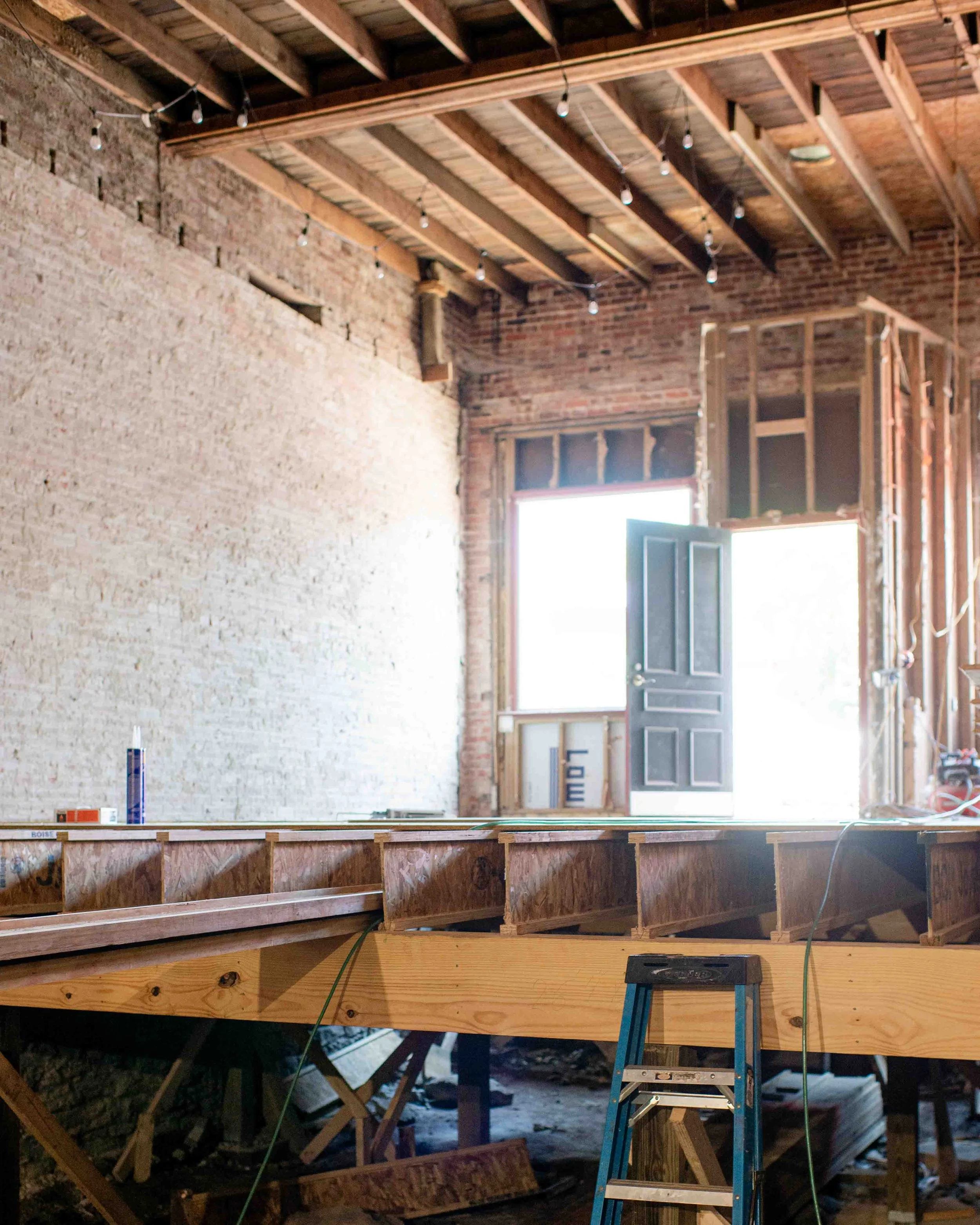 Adaptive reuse project with new structural floor system.