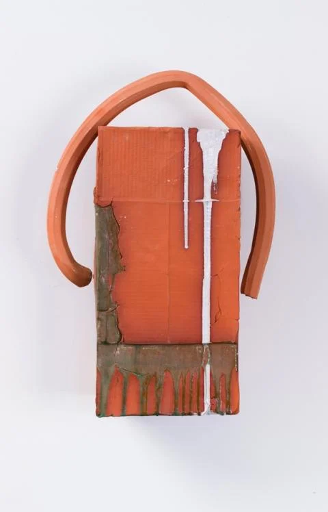 Nicole Cherubini, White Drip with Arch, 2012 Terra-cotta, glaze, pine, acrylic