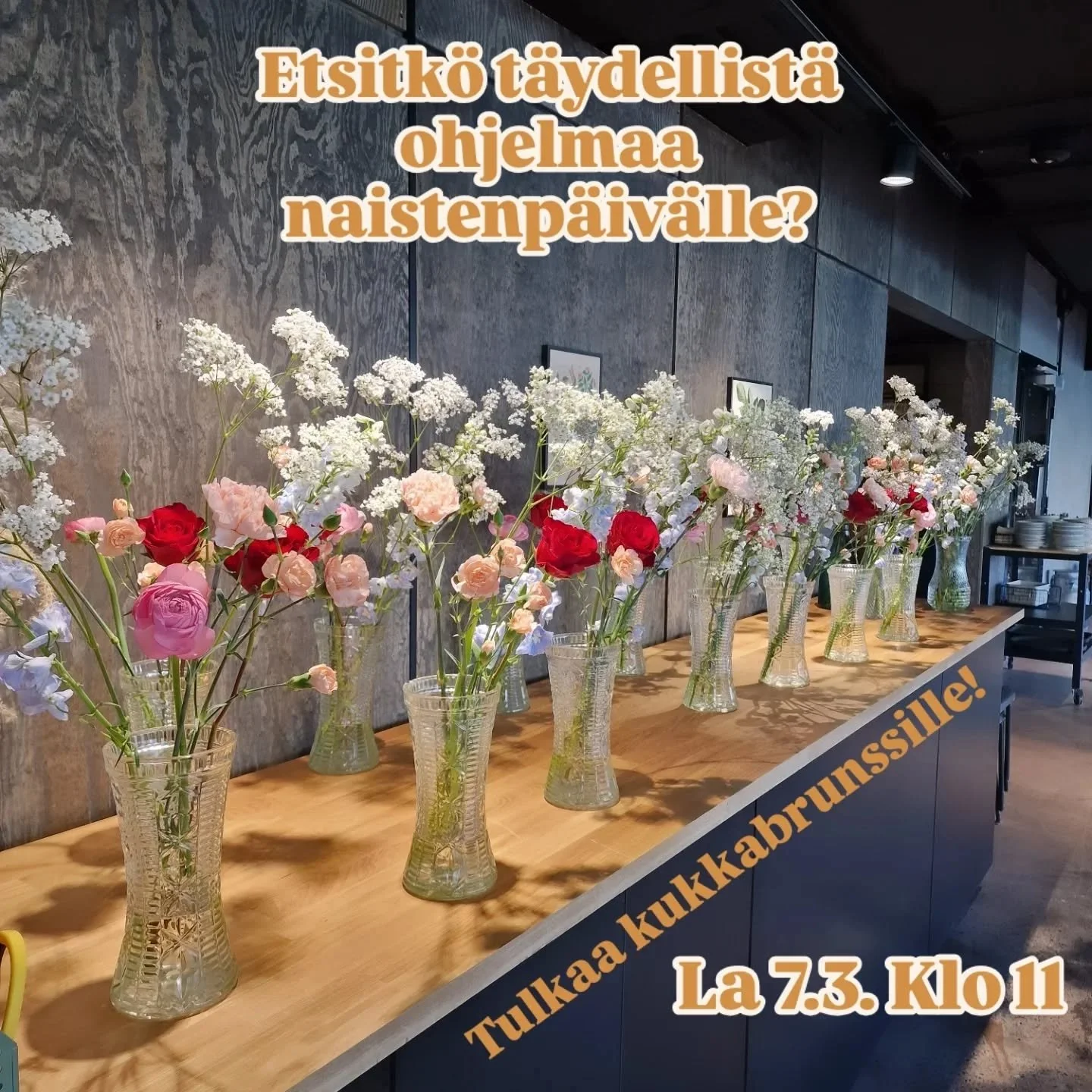 Naistenp&auml;iv&auml;n kukkabrunssi la 7.3. Klo 11 @ravintolabruket / Kaikukatu 3 Hki.

Tervetuloa viett&auml;m&auml;&auml;n ihanaa Naistenp&auml;iv&auml;n aattoa Bruketin brunssiherkkujen ja Kukkatehtaan kimppupajan merkeiss&auml;!💐

Menu:

Jogurt