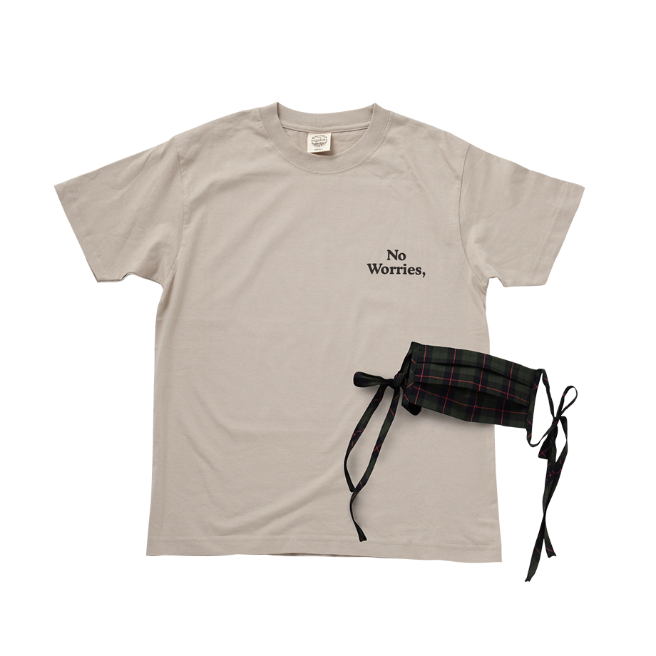 チャリティTシャツ＆チェック柄布マスク（Beige）_フロント.png