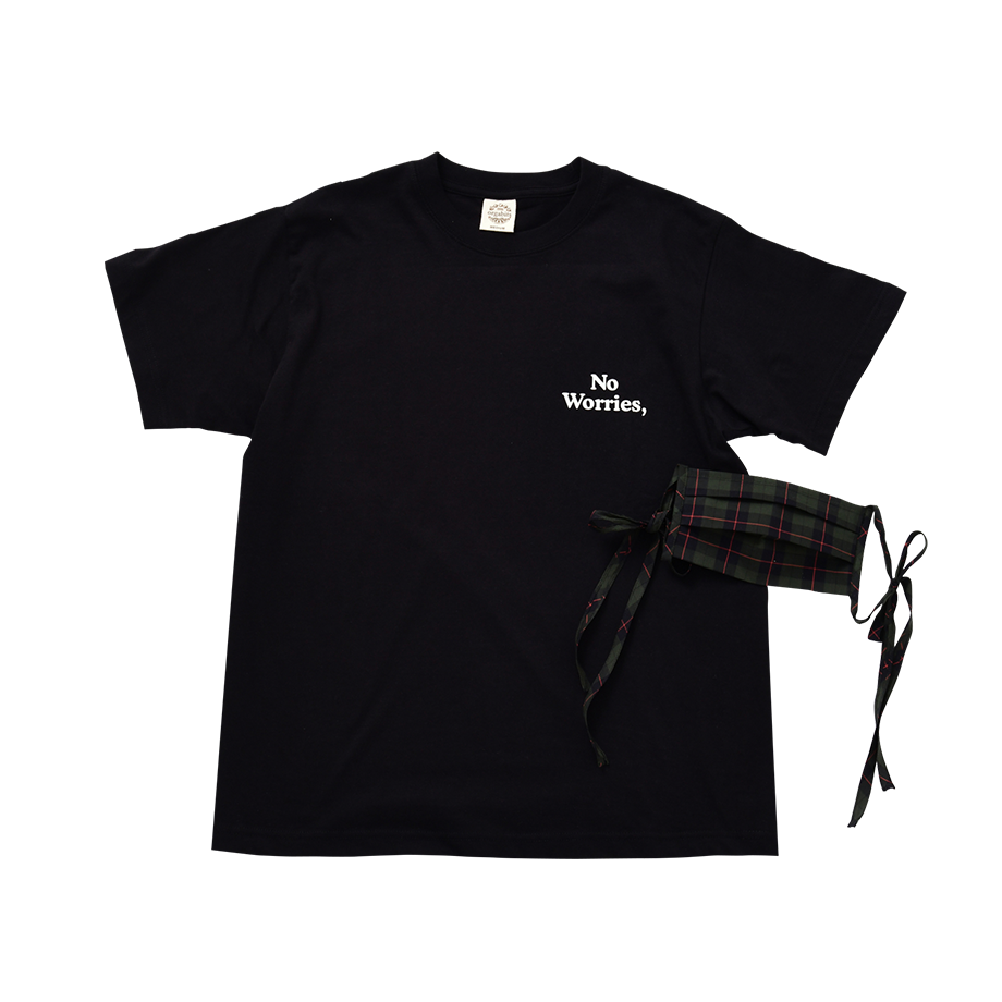 チャリティTシャツ＆チェック柄布マスク（Black）_バック.png
