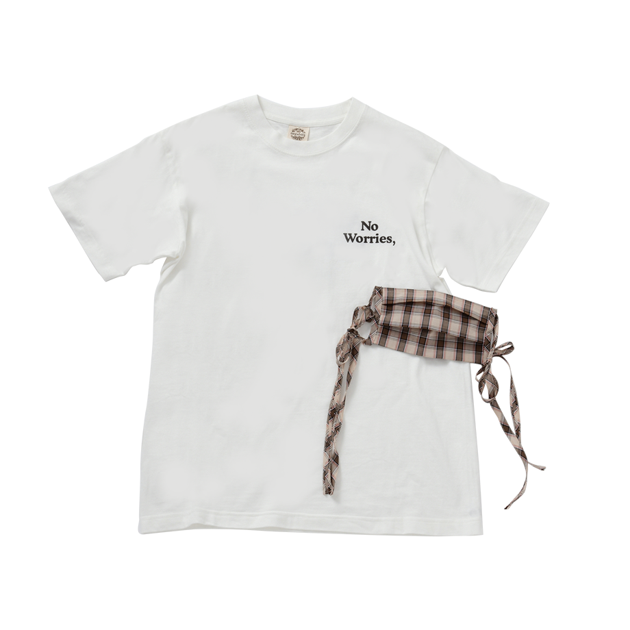 チャリティTシャツ＆チェック柄布マスク（White）_フロント.png