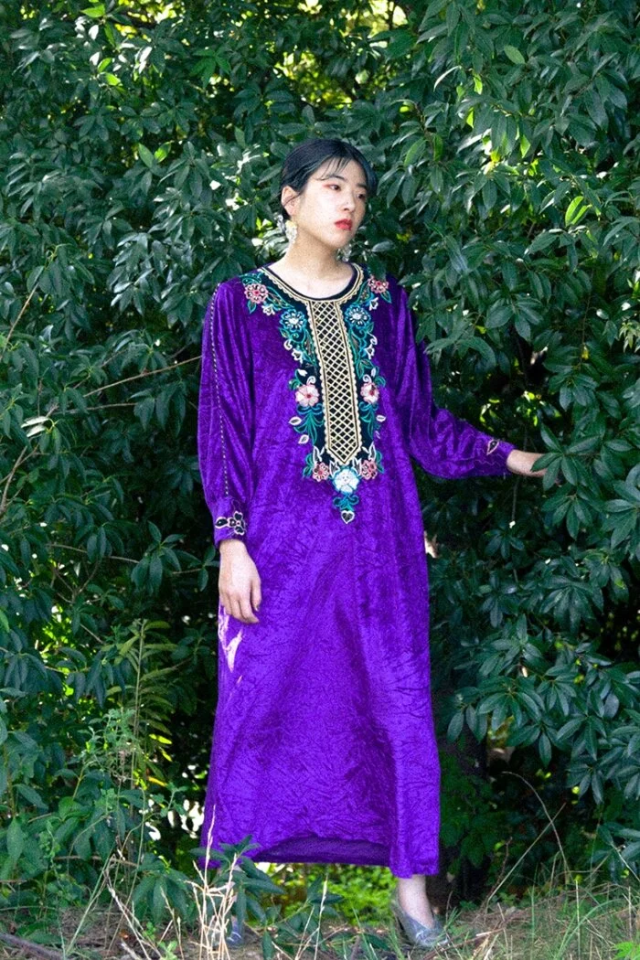 Purple velour flower ethnic dress￥13,420(tax in)