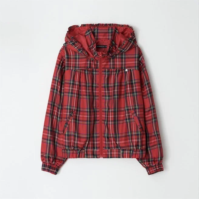 PENDANT FRILL HOODIE WIND JUMPER RED