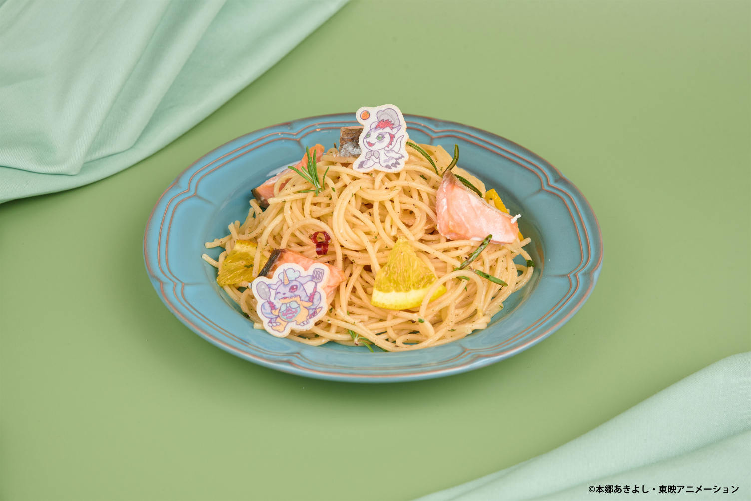 ガブモンとゴマモンのオレンジパスタ