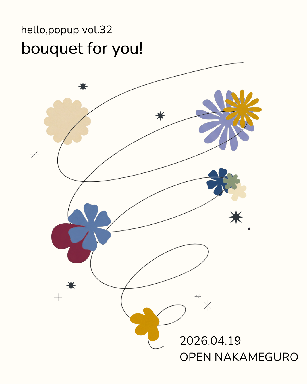 【POPAP主催】POPAP ｢hello, popup vol.32 bouquet for you!｣ を4/19にOPEN NAKAMEGUROにて開催！