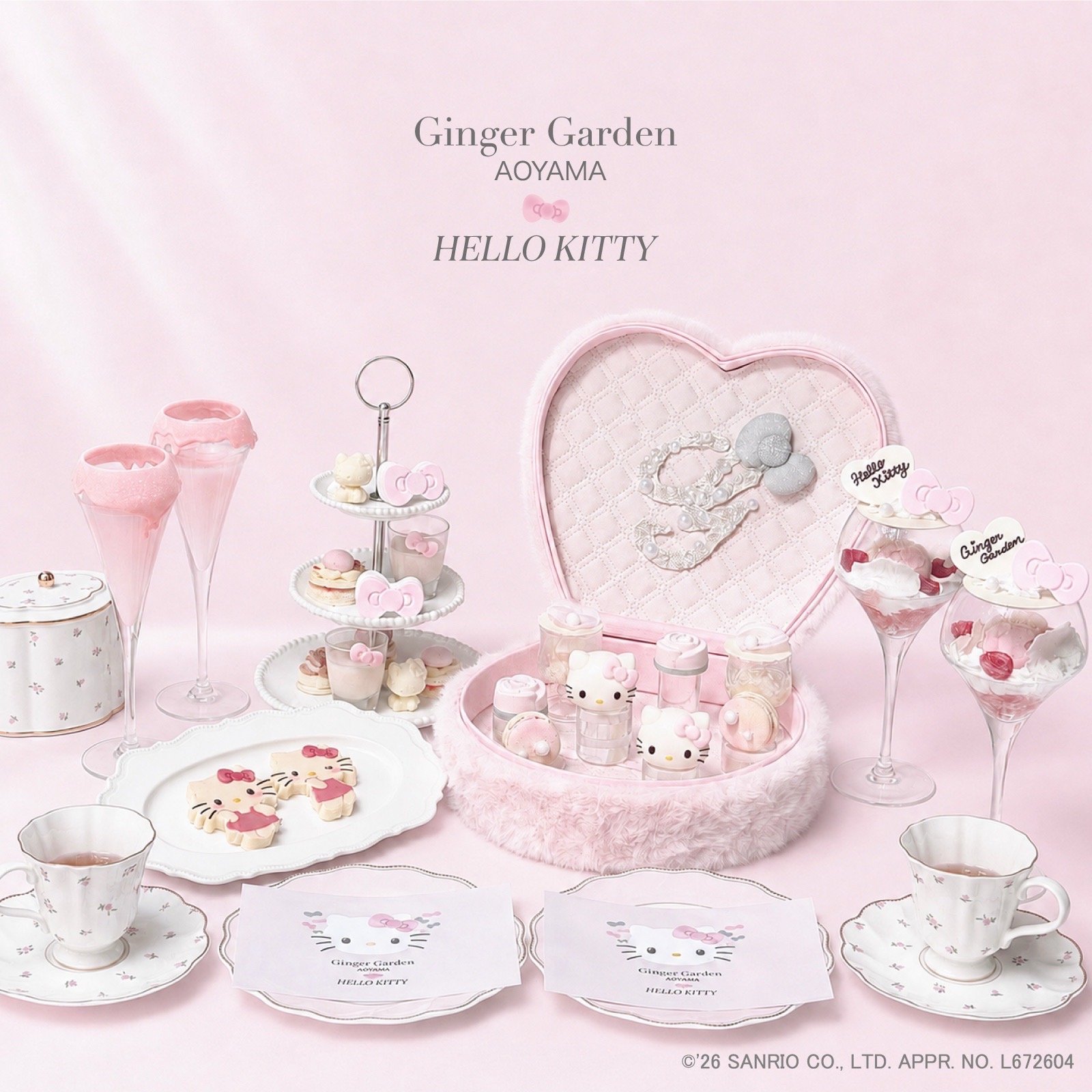 「ハローキティ」とのコラボレーションアフタヌーンティー「Hello Kitty Pink Fur Afternoon Tea」が表参道で開始！