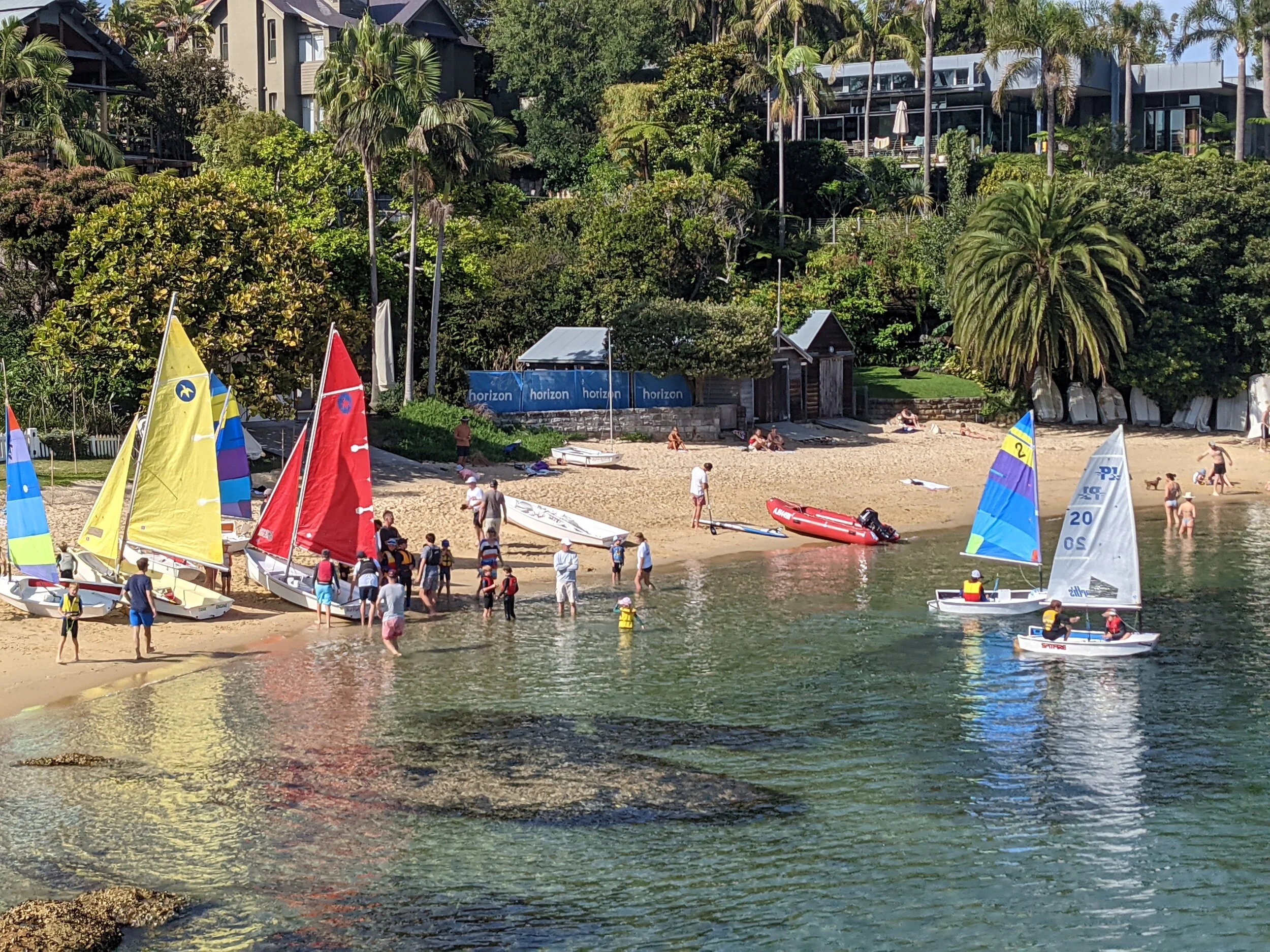 Rigging and launching the sailing school fleet last November