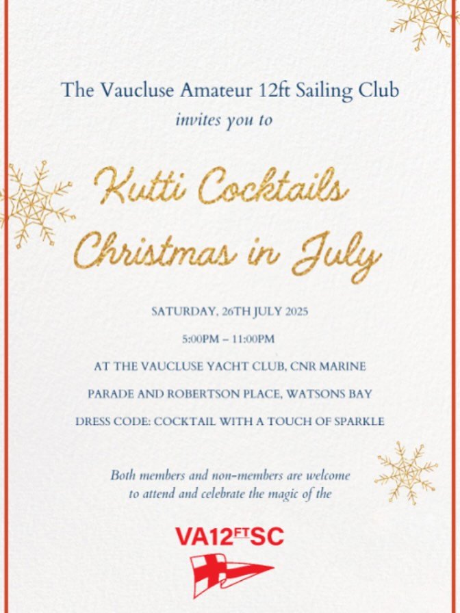 ✨ Kutti Cocktails &ndash; Christmas in July✨
Friday 26 July &bull; From 5pm
📍 Vaucluse Yacht Club, Watsons Bay
Our favourite night of the year is back! Kutti Cocktails is the VA12SC&rsquo;s annual celebration of the incredible parents, volunteers