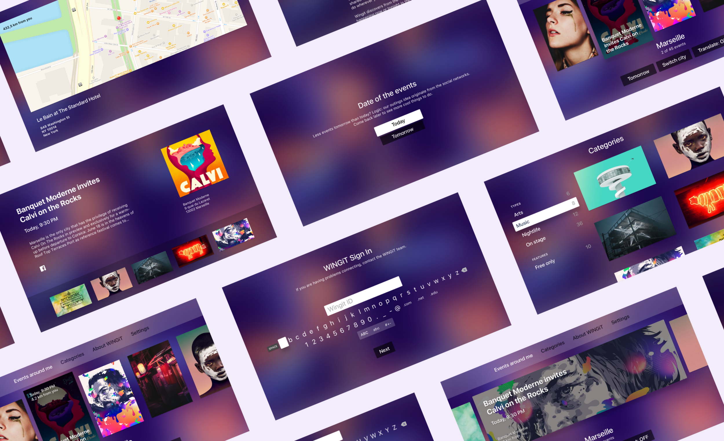 Apple TV application screens
