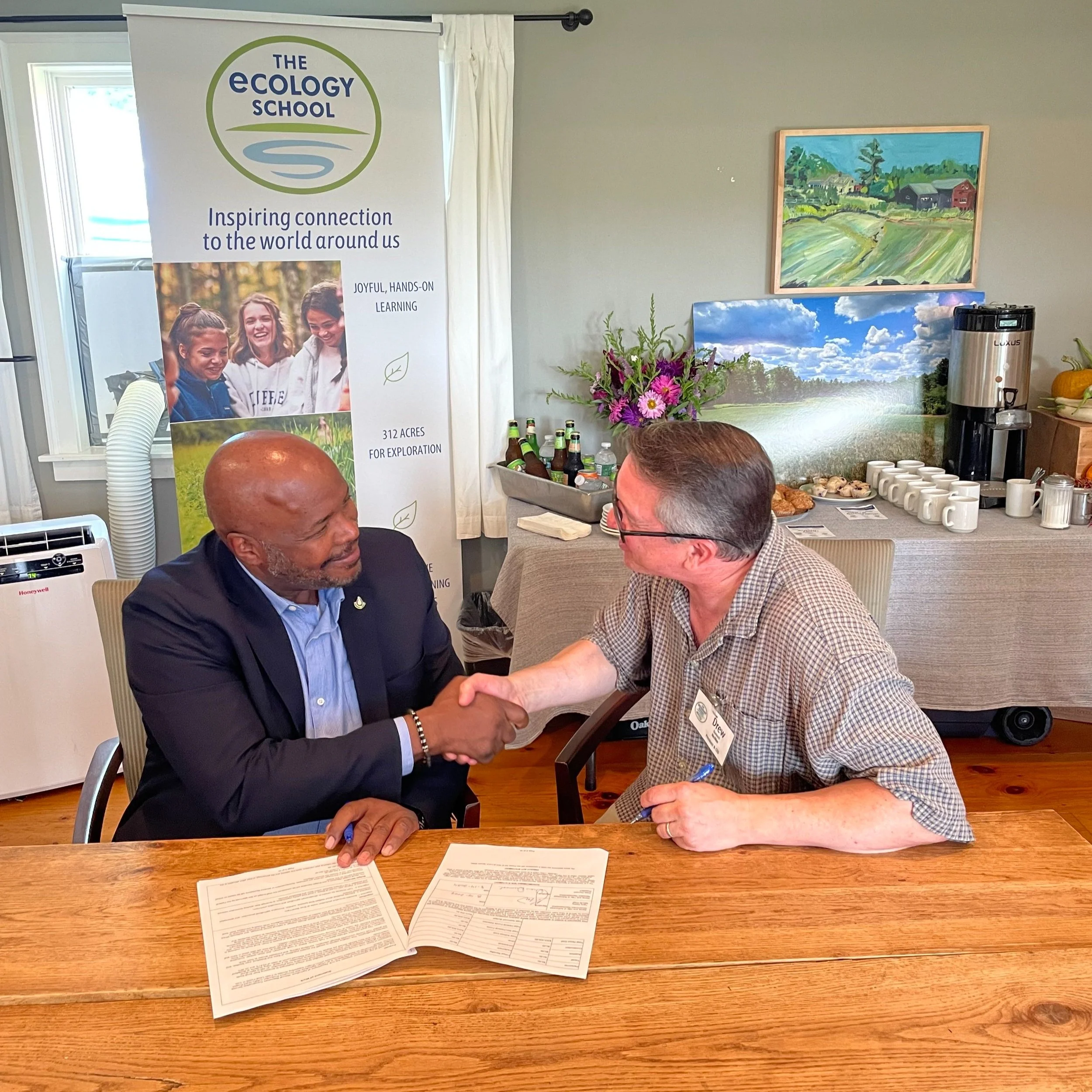 Saco Ecology School signs for USDA food grant