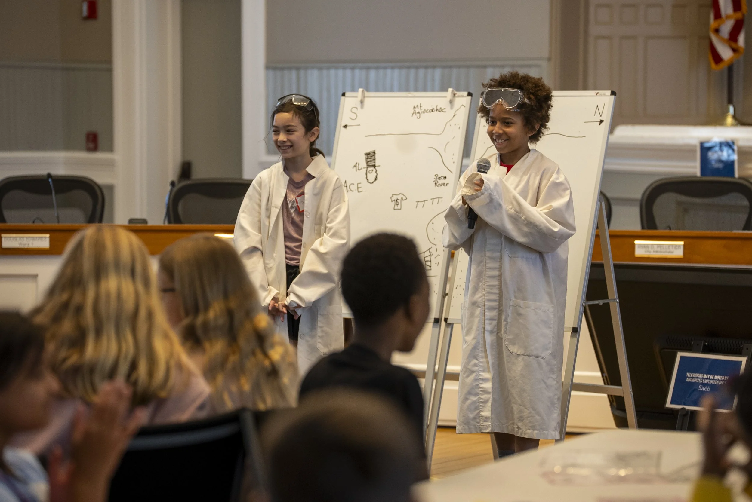Saco Students Discuss and Debate the Jetty at Mock City Meeting