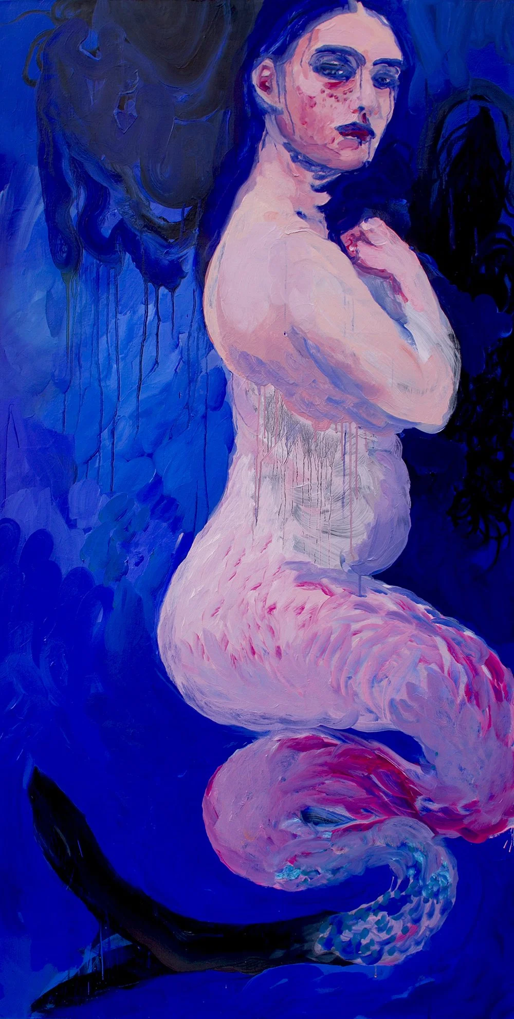 "Feeling Vulnerable, The Sea Is My Home" 200x100cm, oil on canvas 2023