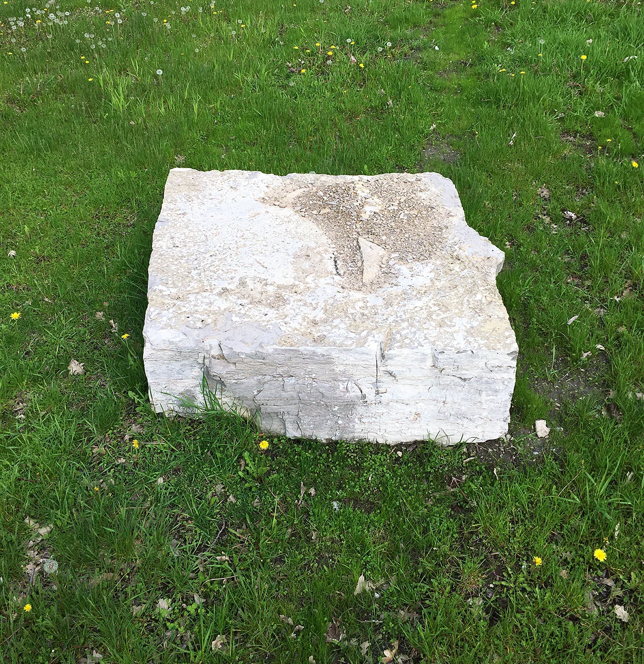 Rock Base, located on the north side of the Rain Garden, measuring 4’ x 4’ x 16”