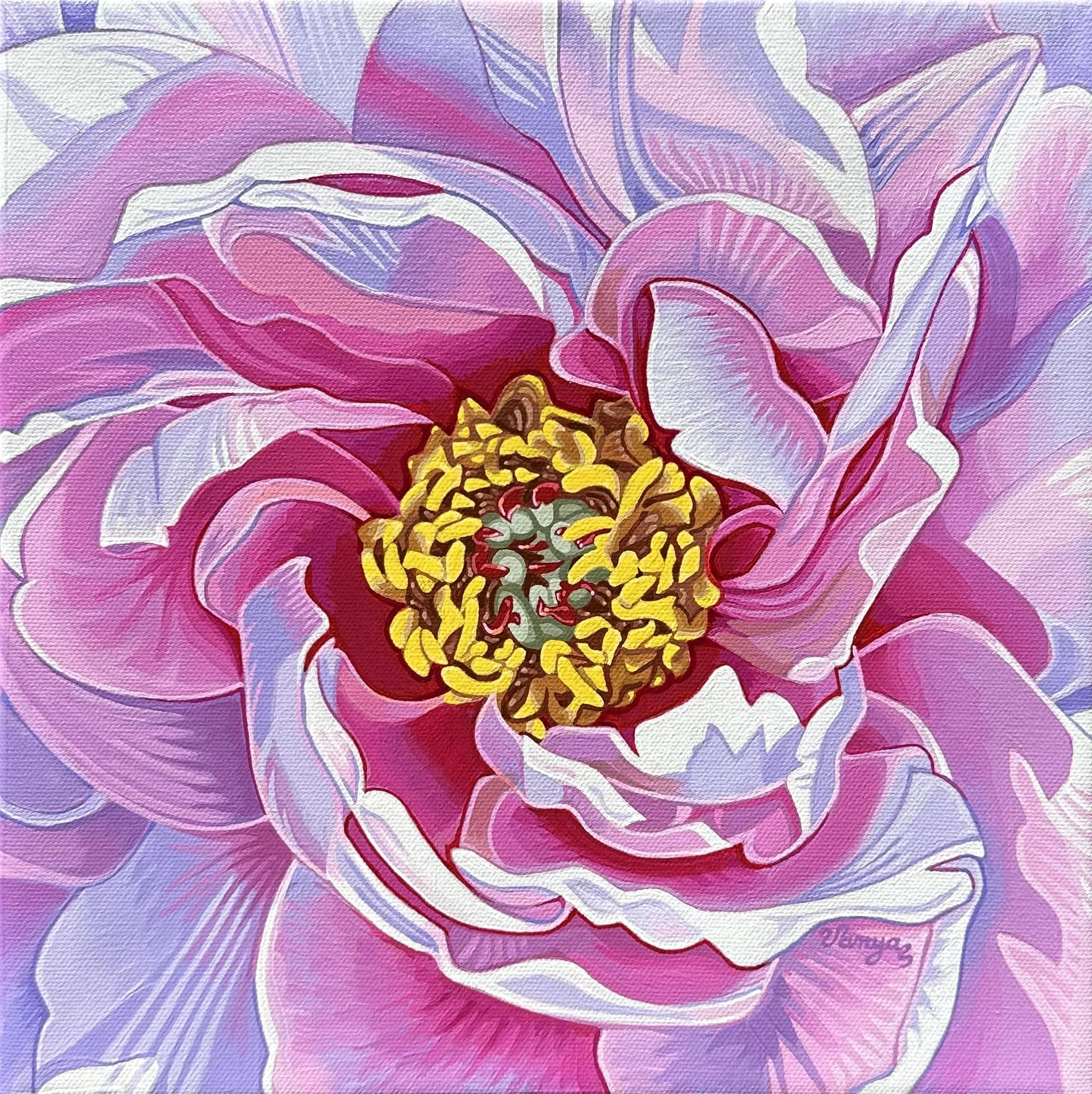 Within Pink Peony Splendour by Vanya Ryan 12x12x1.5 Acrylic on Gallery Stretched Canvas.jpg