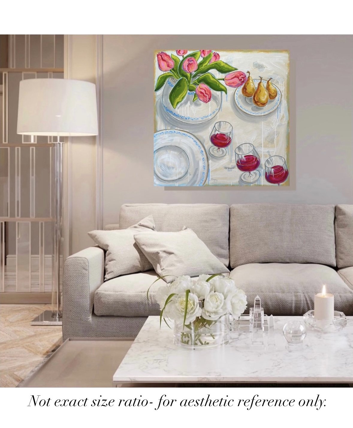 Tulips Wine and Three Pears 36x36x1.5 by Vanya Ryan.jpg
