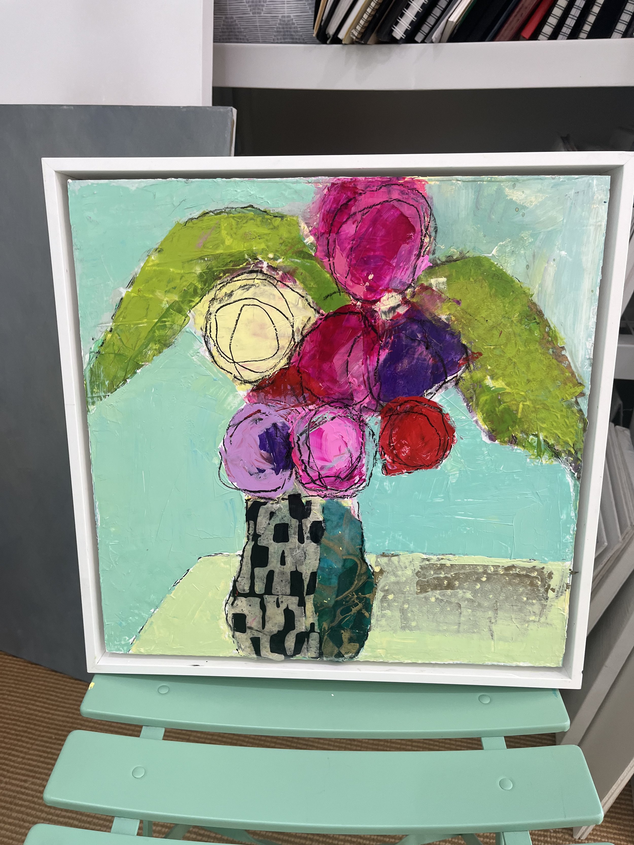 14x14 framed wood panel Sold