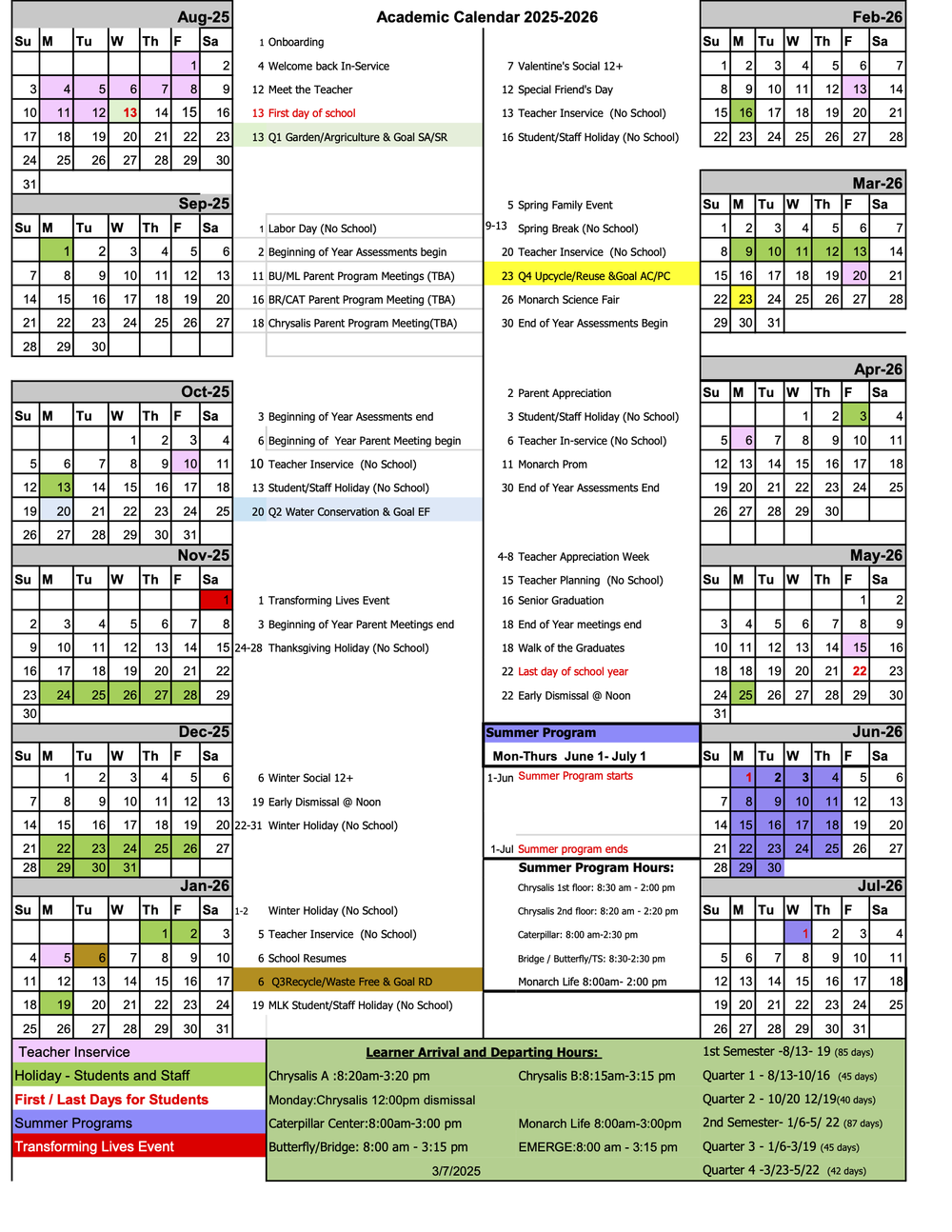 Calendar — The Monarch School and Institute