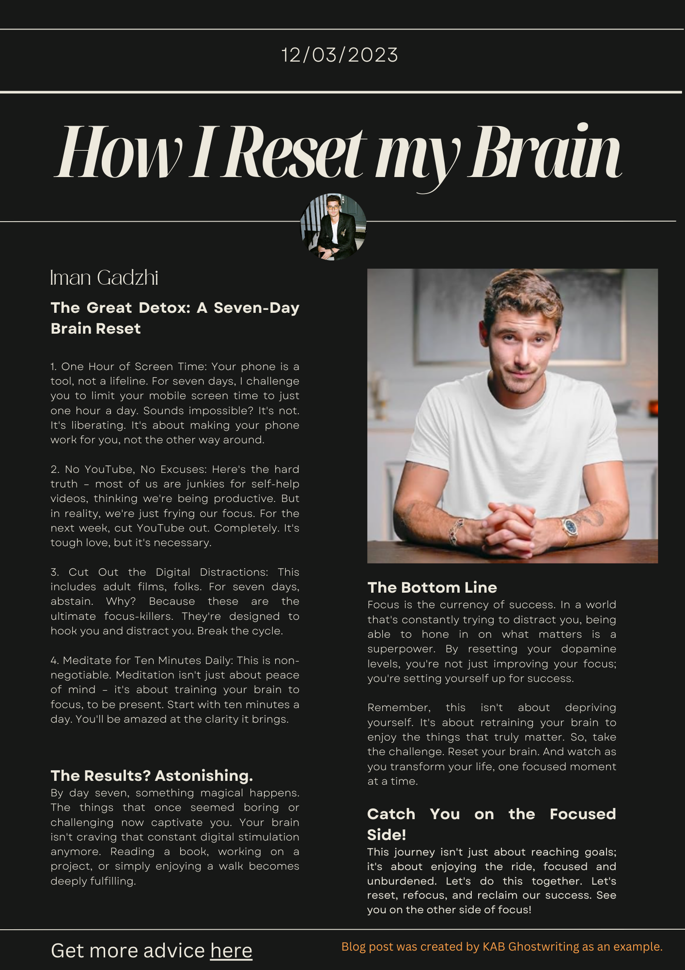 Iman Gadzhi's "How I Reset My Brain"
