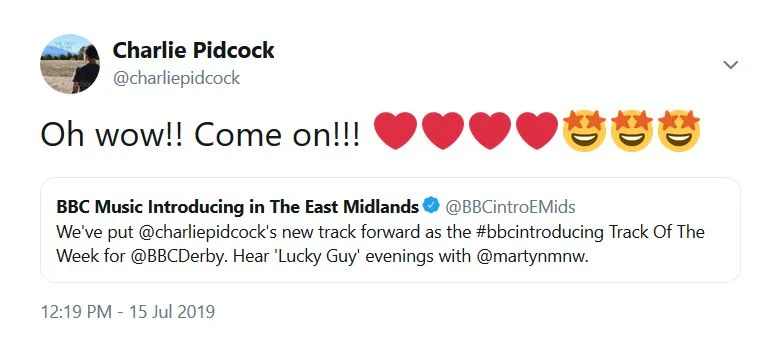 "Lucky Guy" Named BBC Radio Derby's TRACK OF THE WEEK!