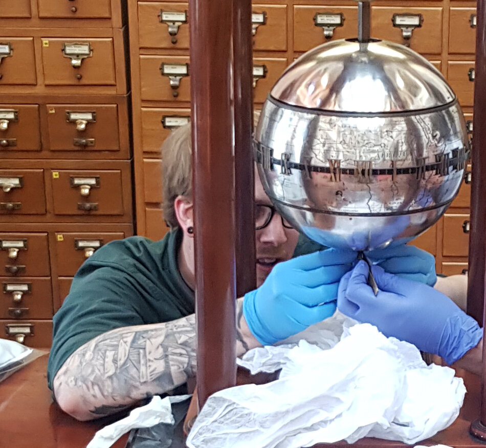 Dale Sardeson, West Sussex Clockmaker, Installing the Falling Globe Clock at the Society of Antiquaries